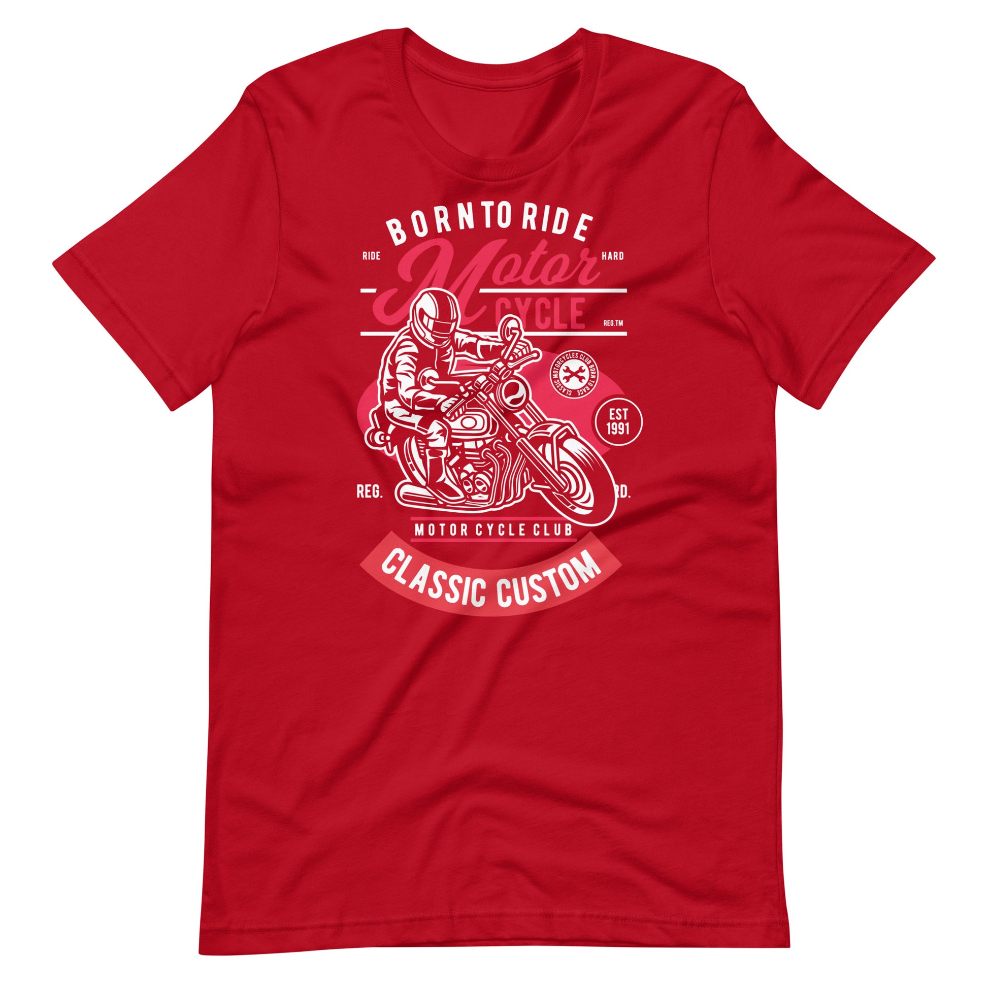 Printagon - Born To Ride Motor Cycle - T-shirt - Red / XS