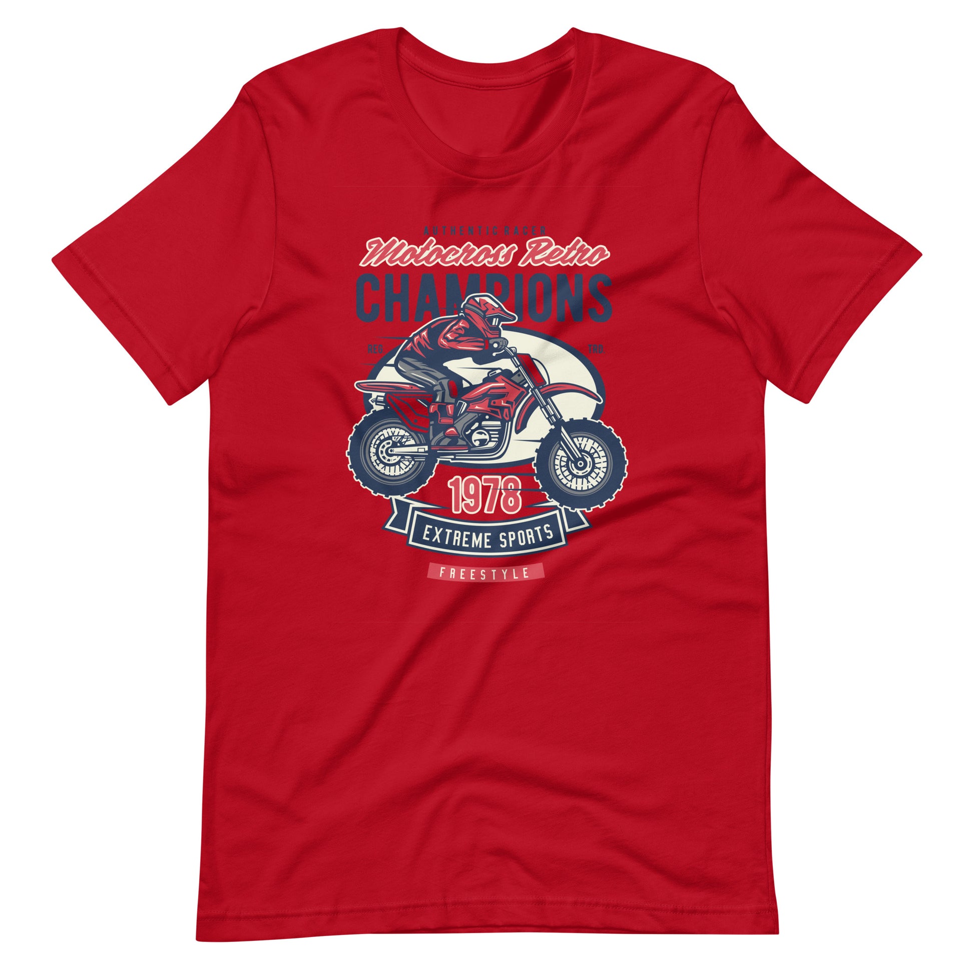 Printagon - Motocross Retro Champion - T-shirt - Red / XS