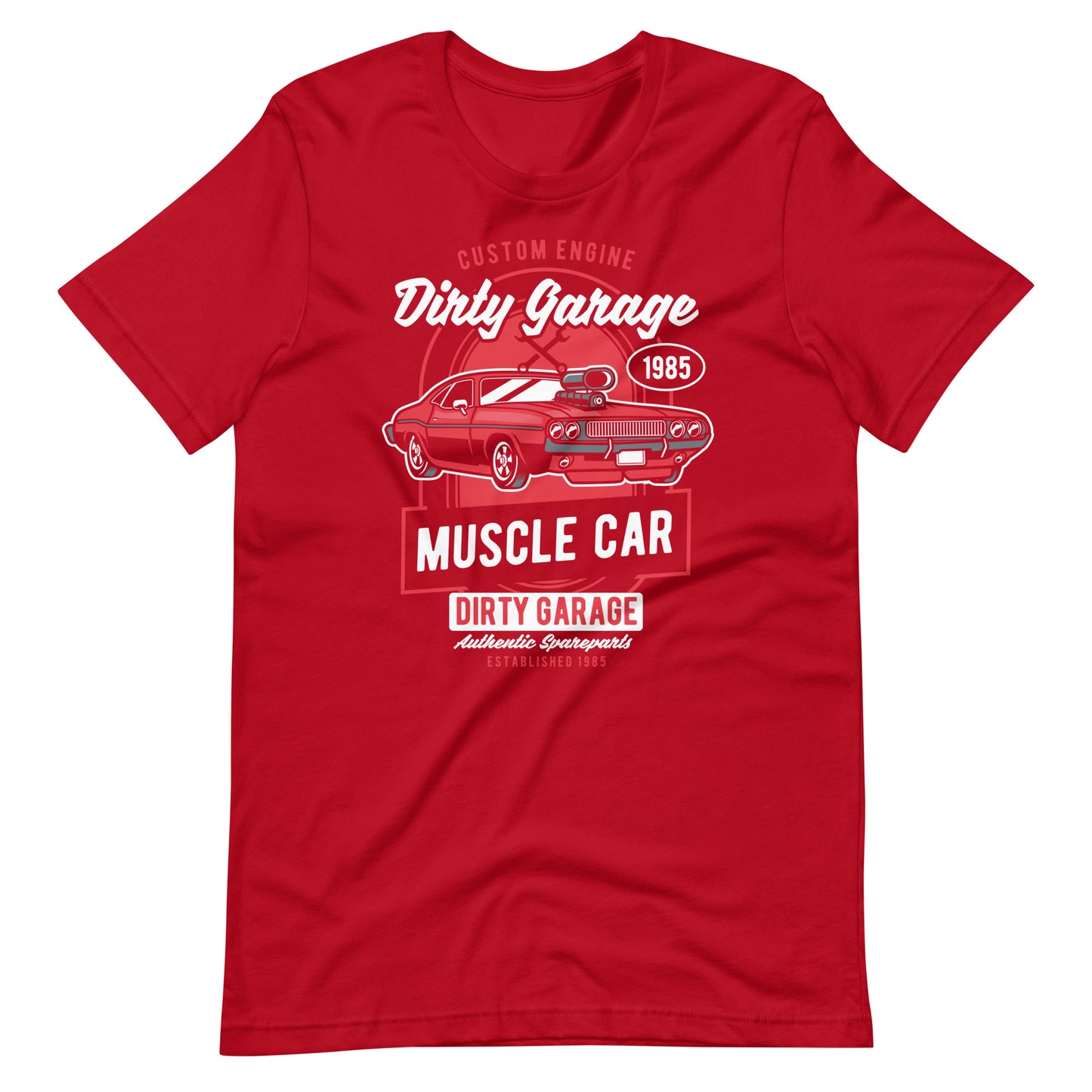 Printagon - Custom Engine Dirty Garage - T-shirt - Red / XS