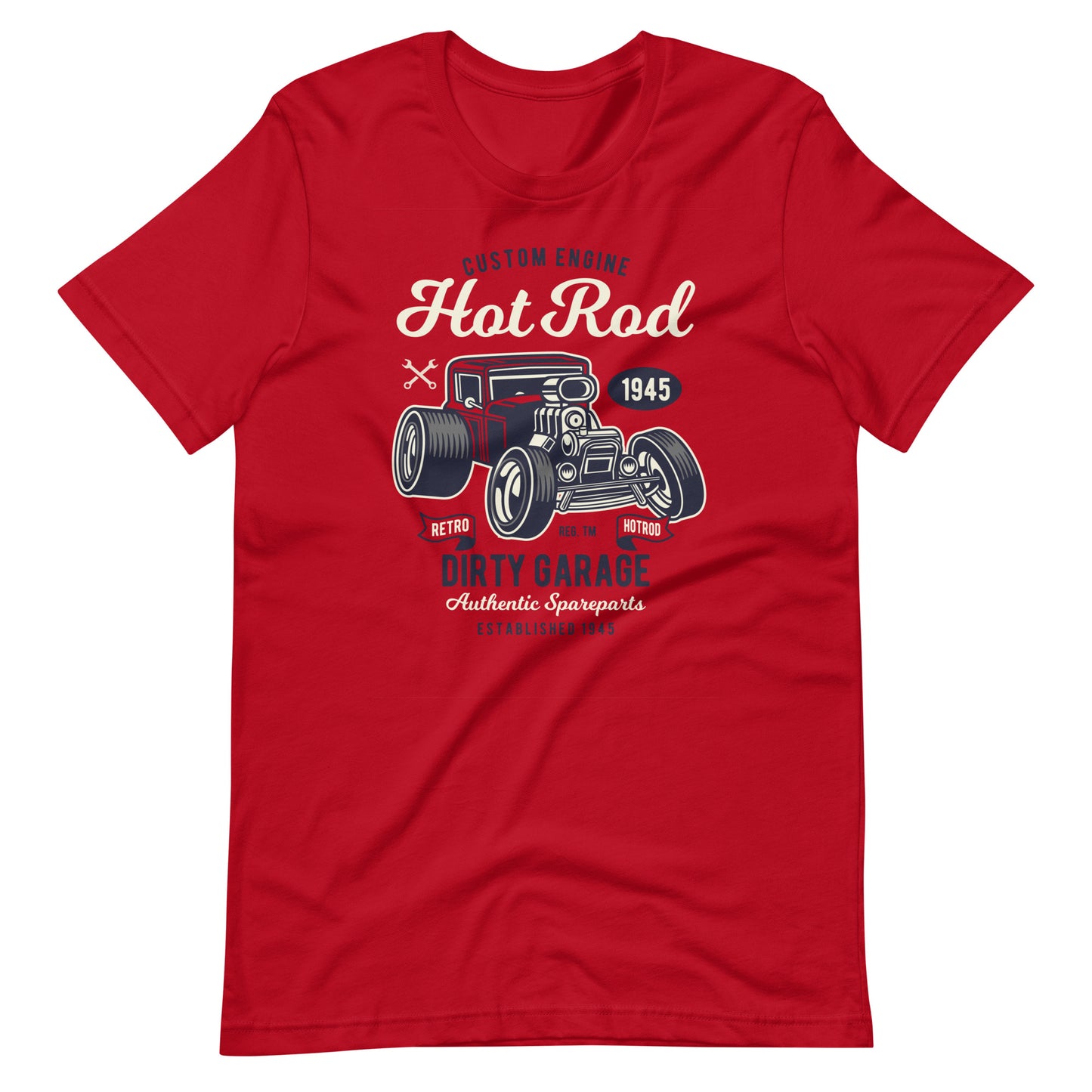 Printagon - Hot Rod Dirty Garage - T-shirt - Red / XS