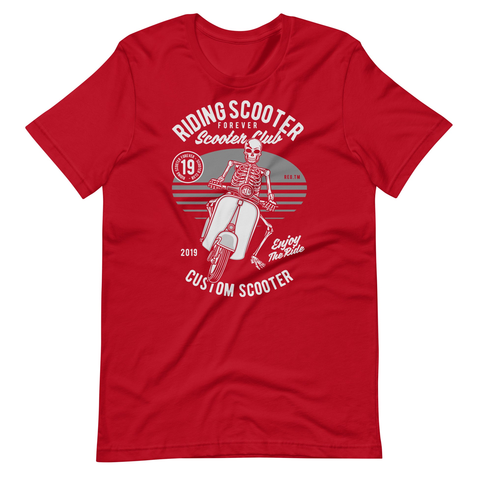 Printagon - Riding Scooter Forever - T-shirt - Red / XS