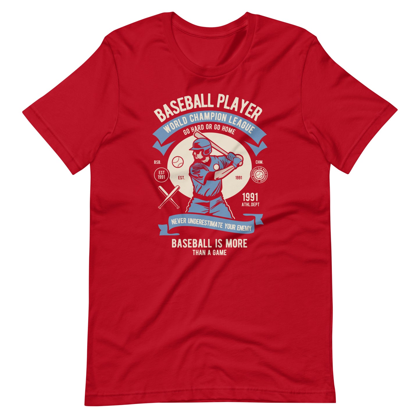 Printagon - Baseball Player - Unisex T-shirt - Red / XS