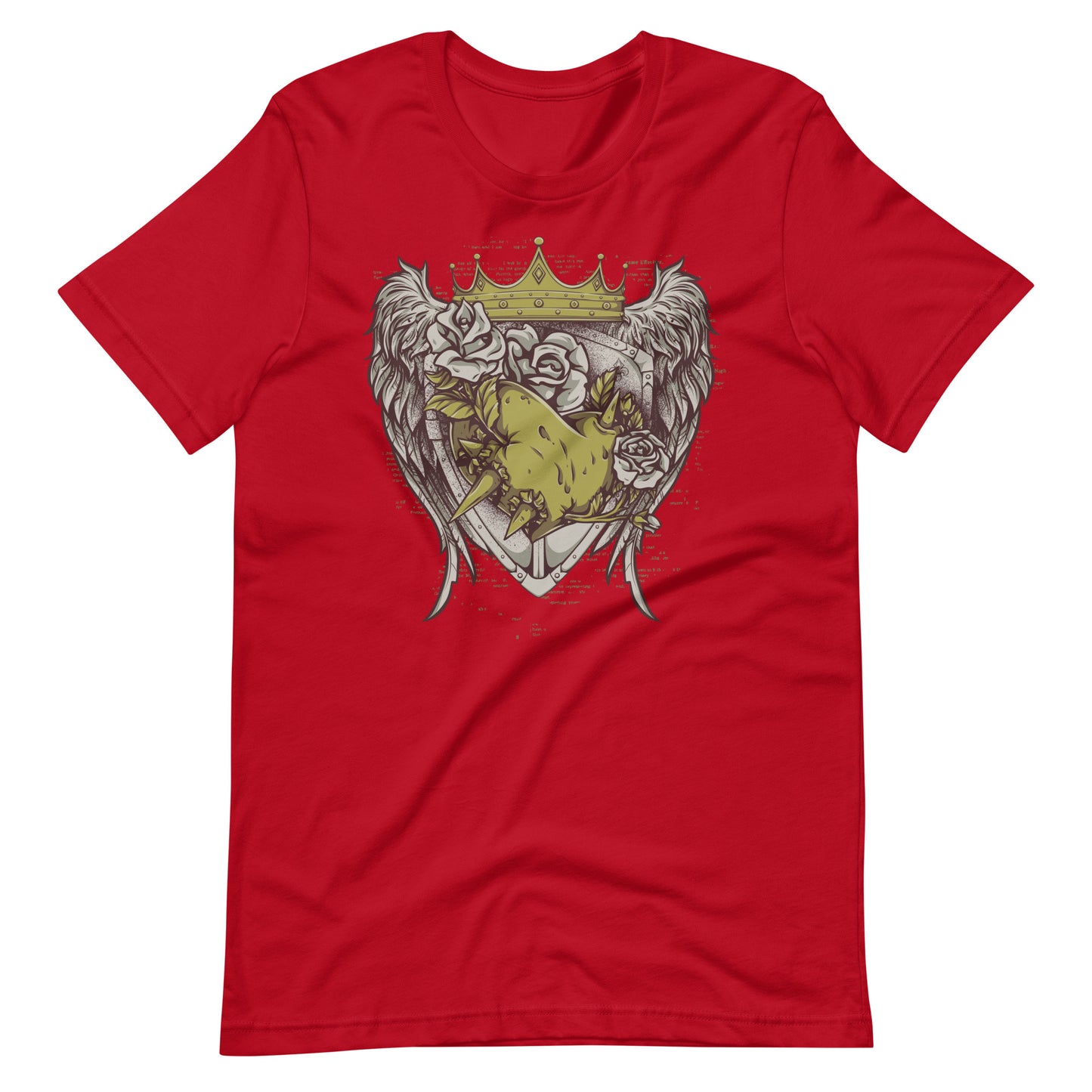 Printagon - Roses with Crown and Wings - T-shirt - Red / XS