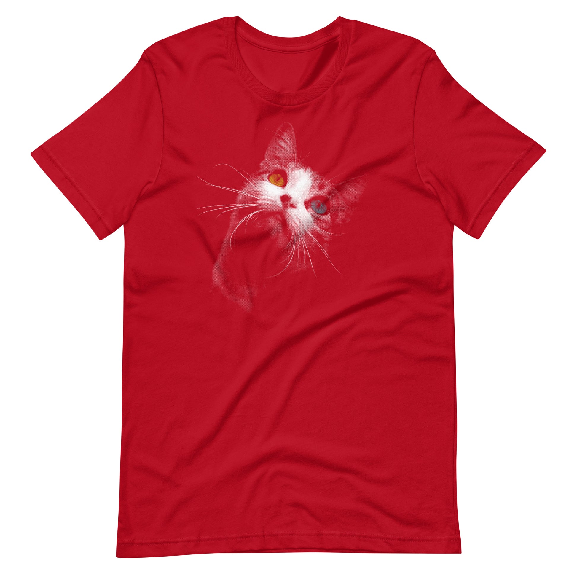 Printagon - Cat Looking Up - Unisex T-shirt - Red / XS