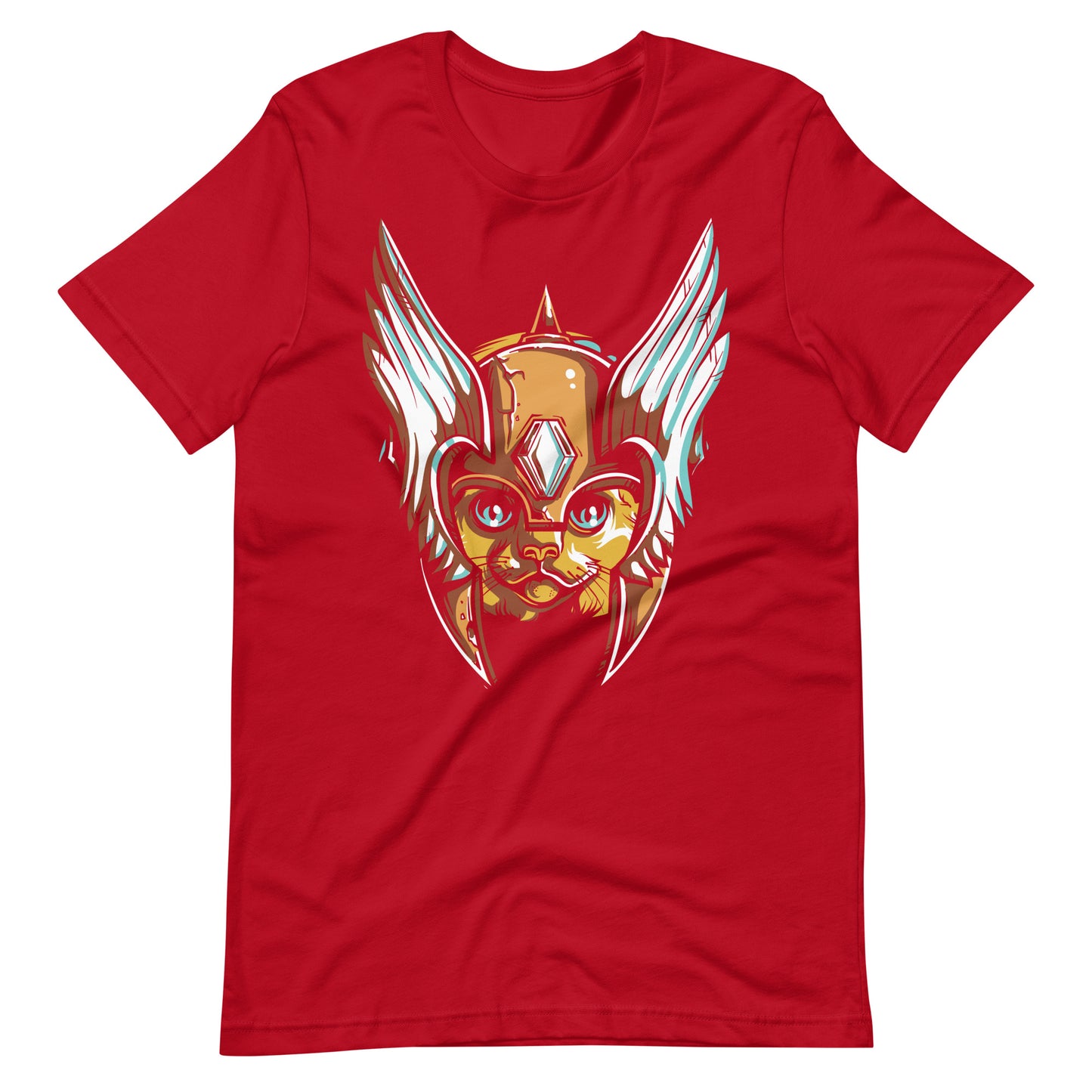 Printagon - Armored Cat - Unisex T-shirt - Red / XS