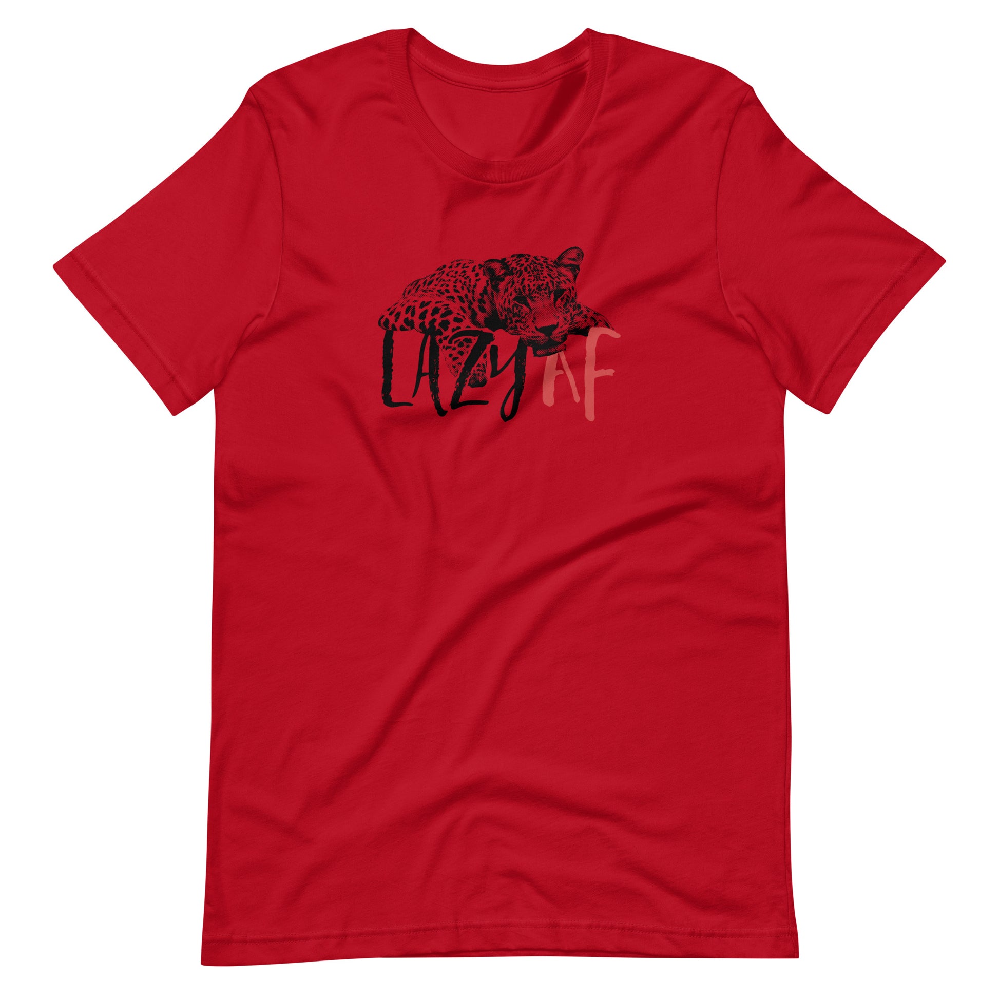 Printagon - Lazy Af - Unisex T-shirt - Red / XS