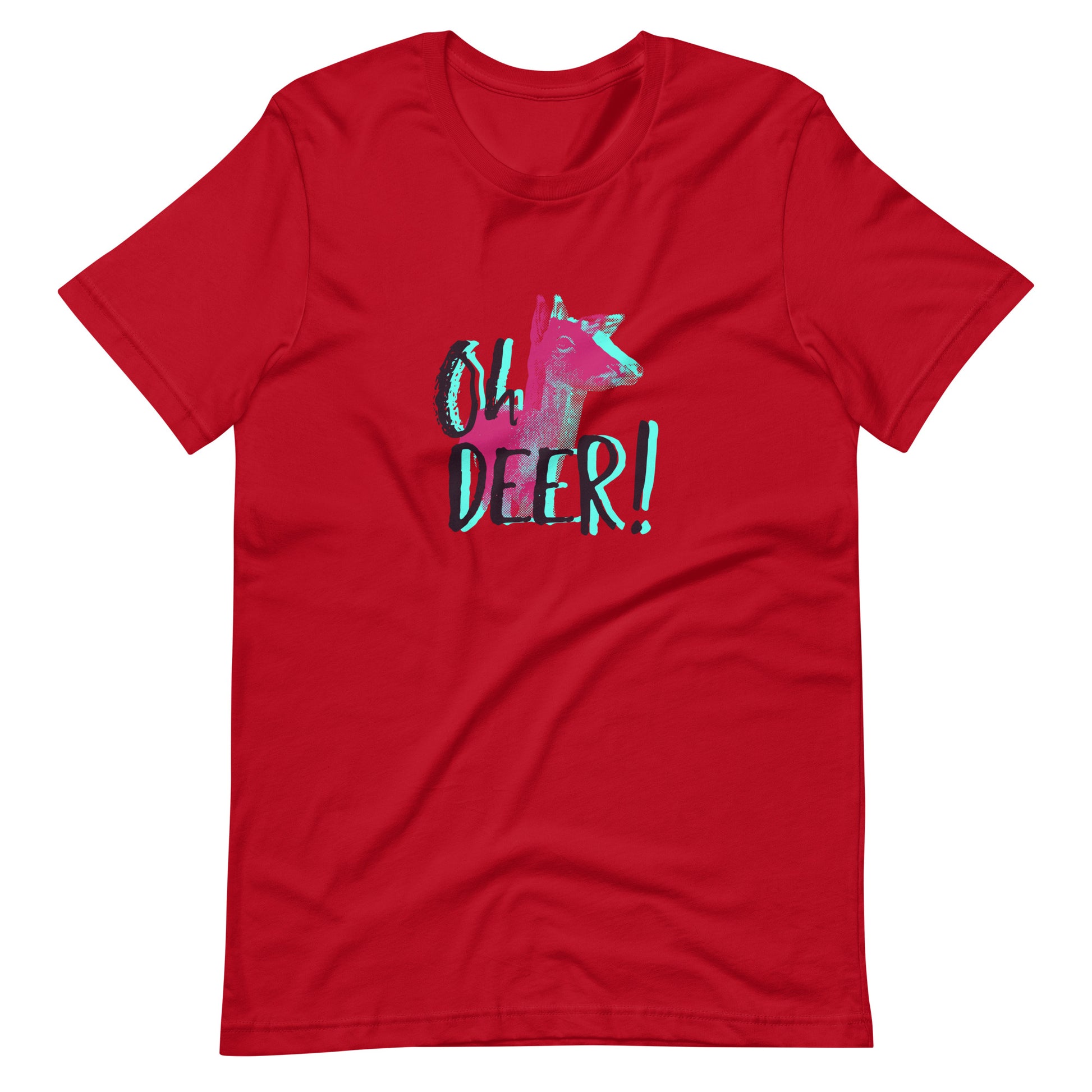 Printagon - Oh Deer - Unisex T-shirt - Red / XS