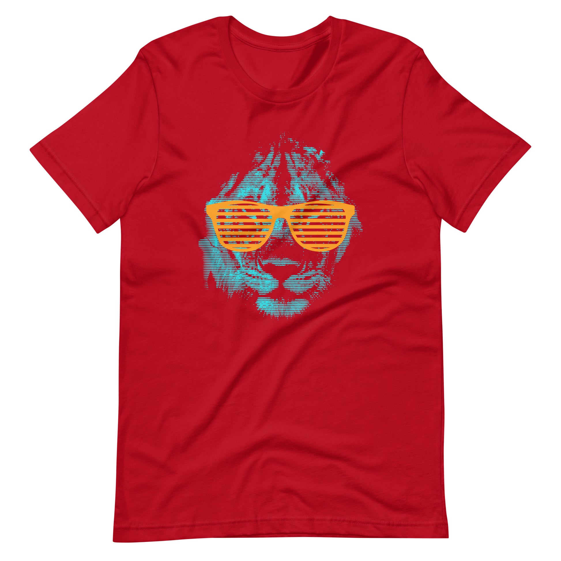 Printagon - Lion with Shades 002 - Unisex T-shirt - Red / XS