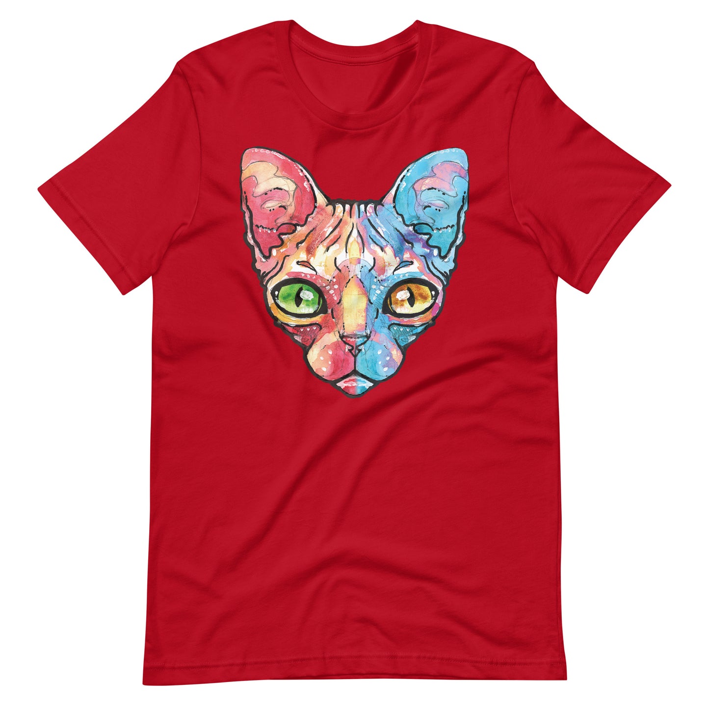 Printagon - Sphynx Cat - Unisex T-shirt - Red / XS