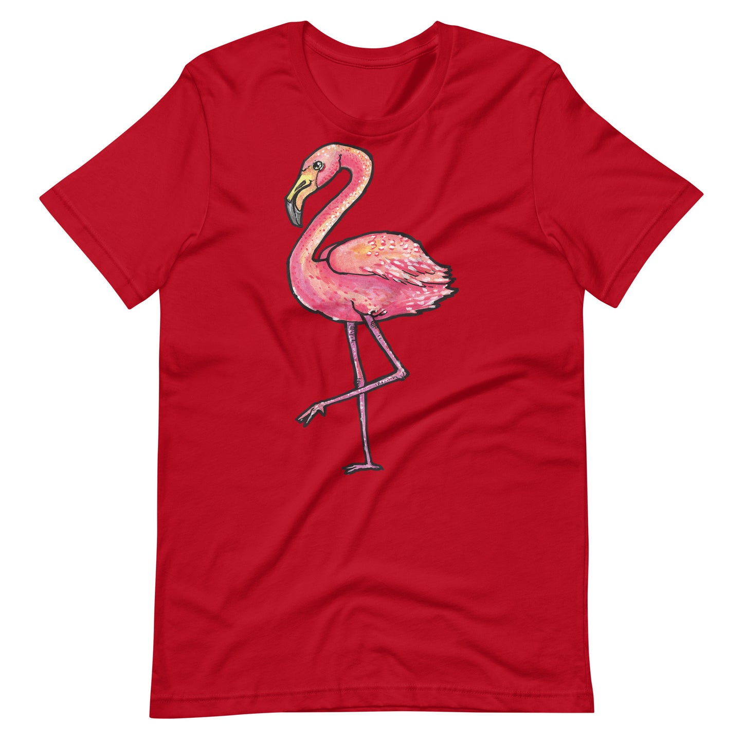 Printagon - Pink Ostrich - Unisex T-shirt - Red / XS