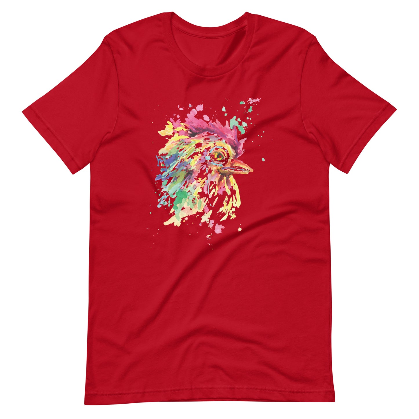 Printagon - Colorful Chicken - T-shirt - Red / XS