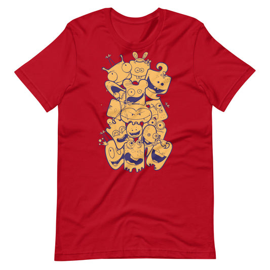 Printagon - Puzzle Like Characters - Unisex T-shirt - Red / XS