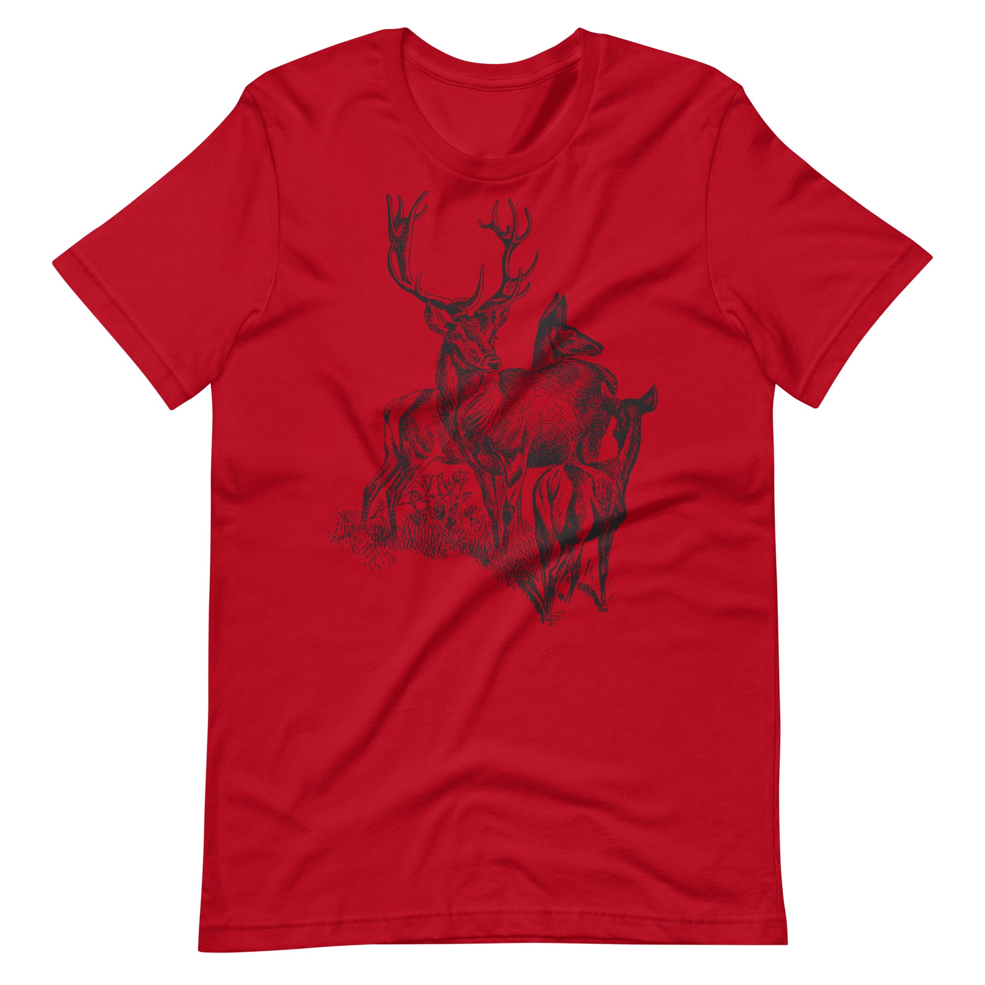 Printagon - Deer and Friends - Unisex T-shirt - Red / XS