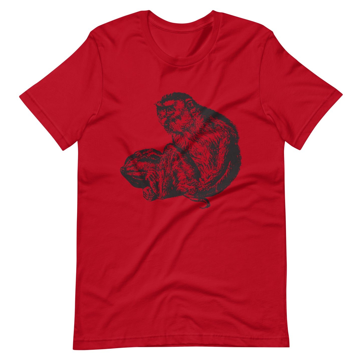 Printagon - Monkey 002 - Unisex T-shirt - Red / XS