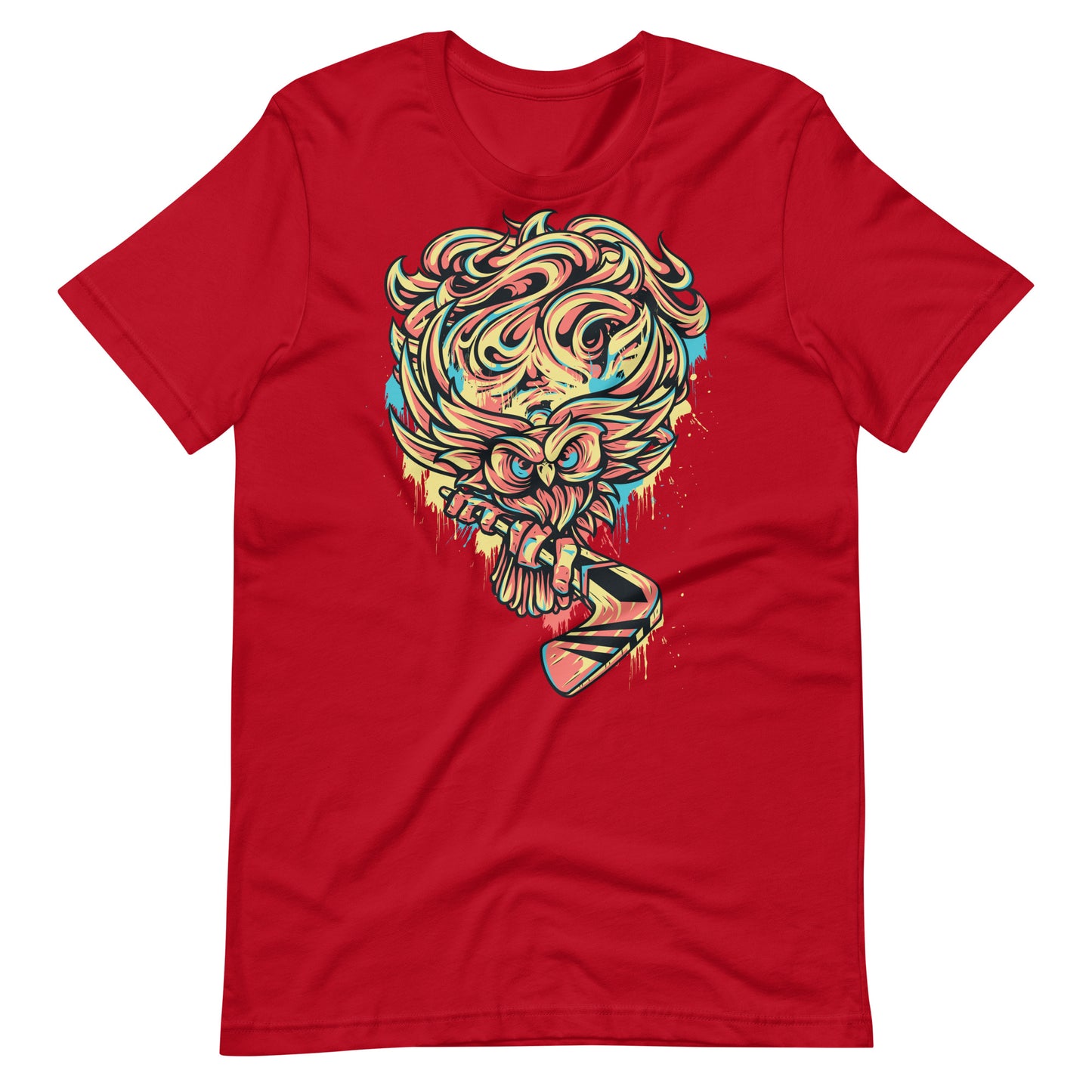 Printagon - Owl - Unisex T-shirt - Red / XS