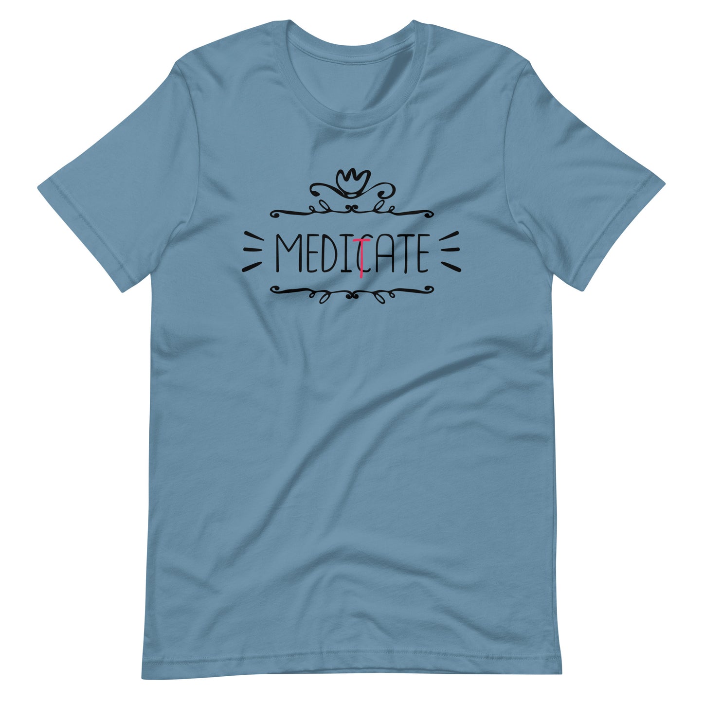 Meditate - Unisex T-shirt - Steel Blue / S Printagon