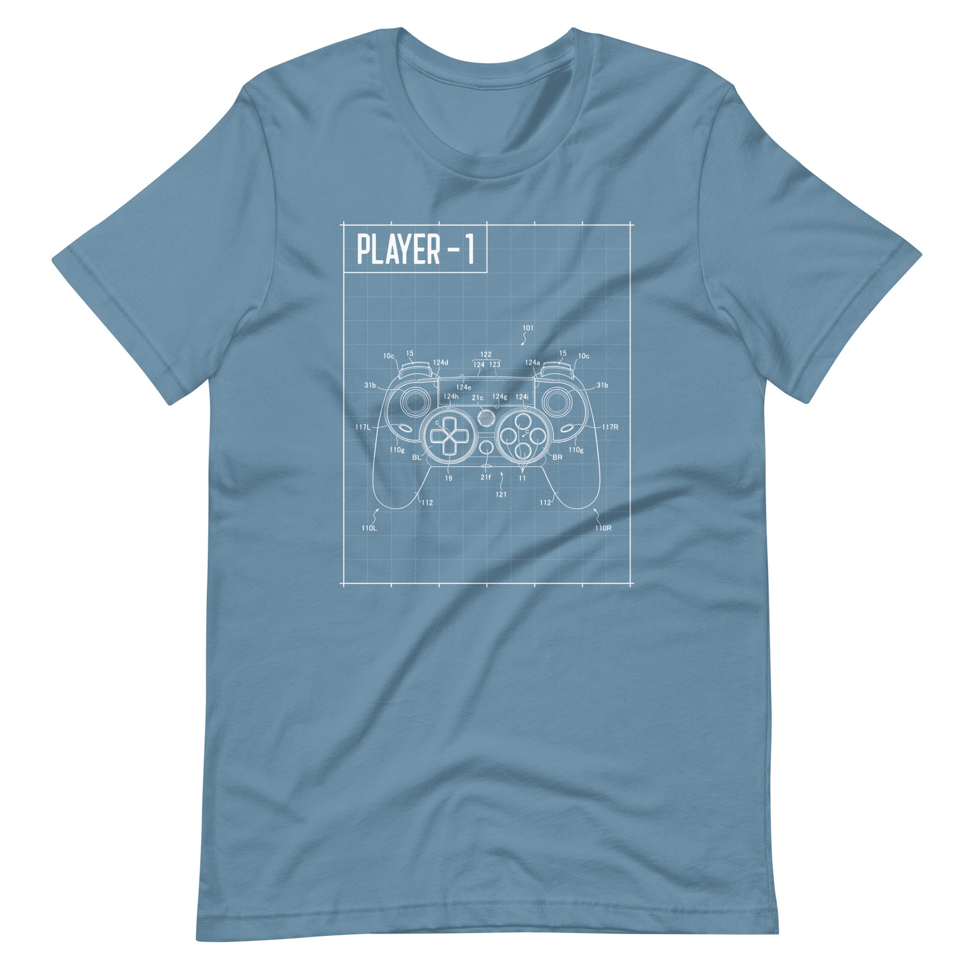 Player 1 Console 003 - Unisex T-shirt - Steel Blue / S Printagon