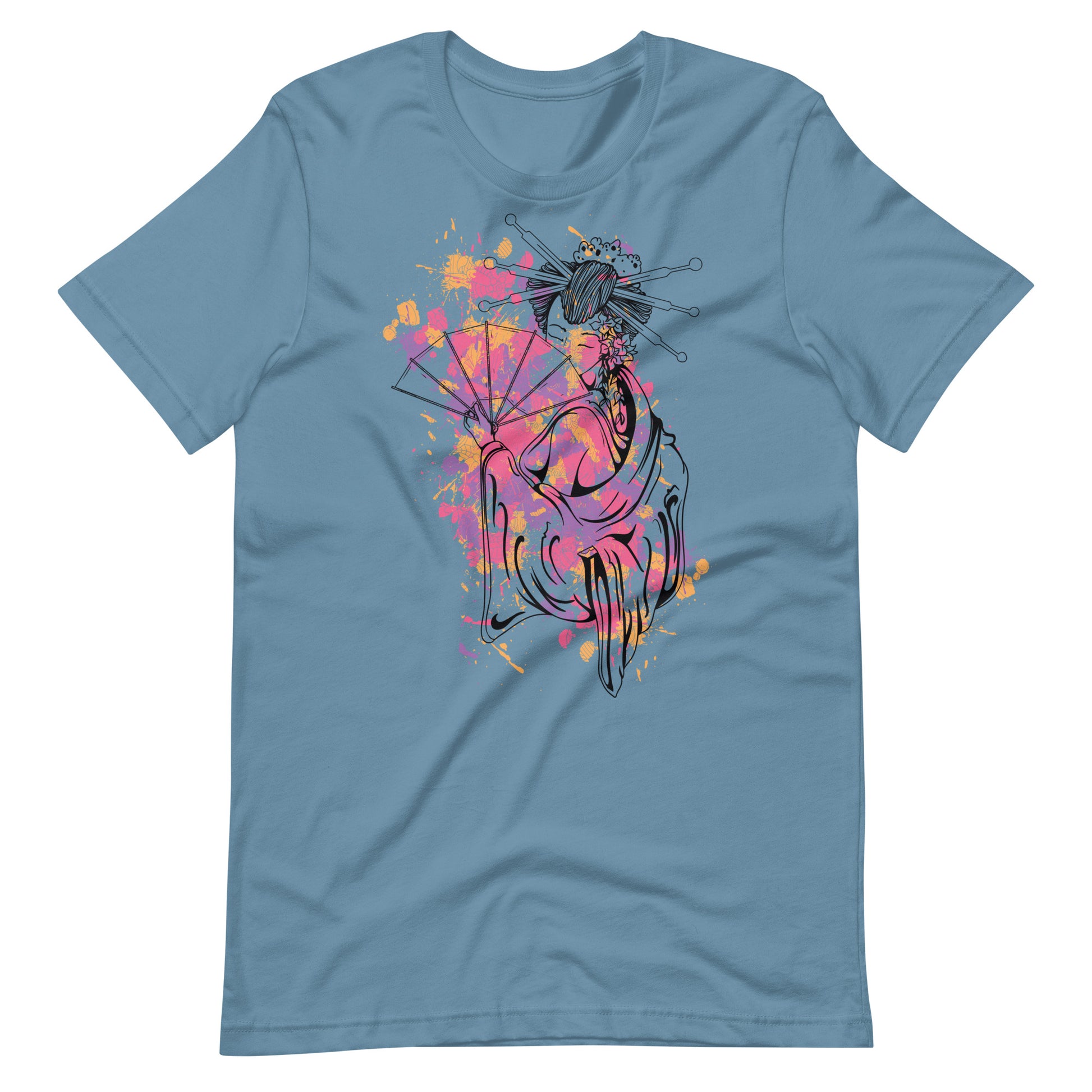 Swest Lady With Fan - Unisex T-shirt - Steel Blue / S Printagon