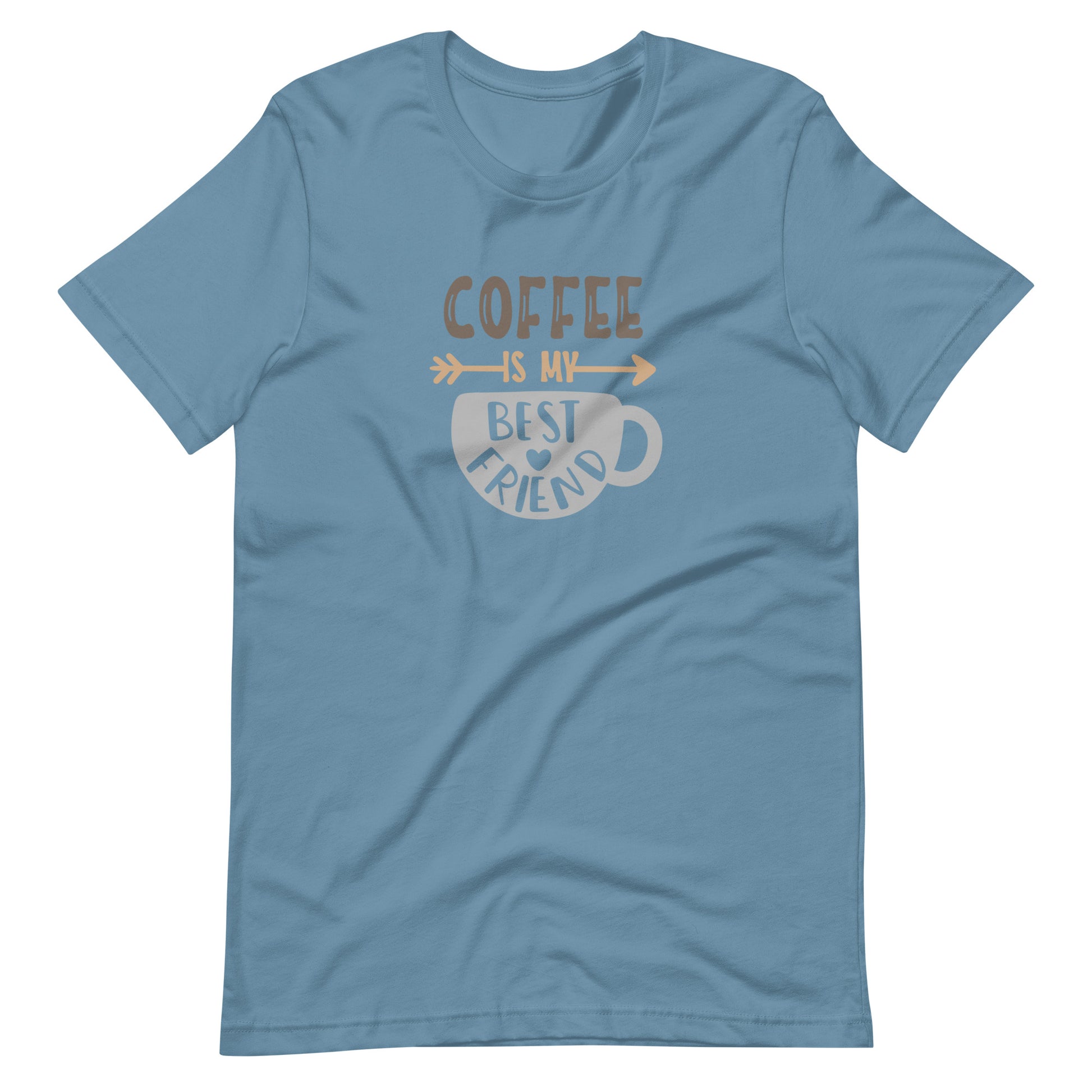 Printagon - Coffee Is My Best Friend - Unisex T-shirt - Steel Blue / S