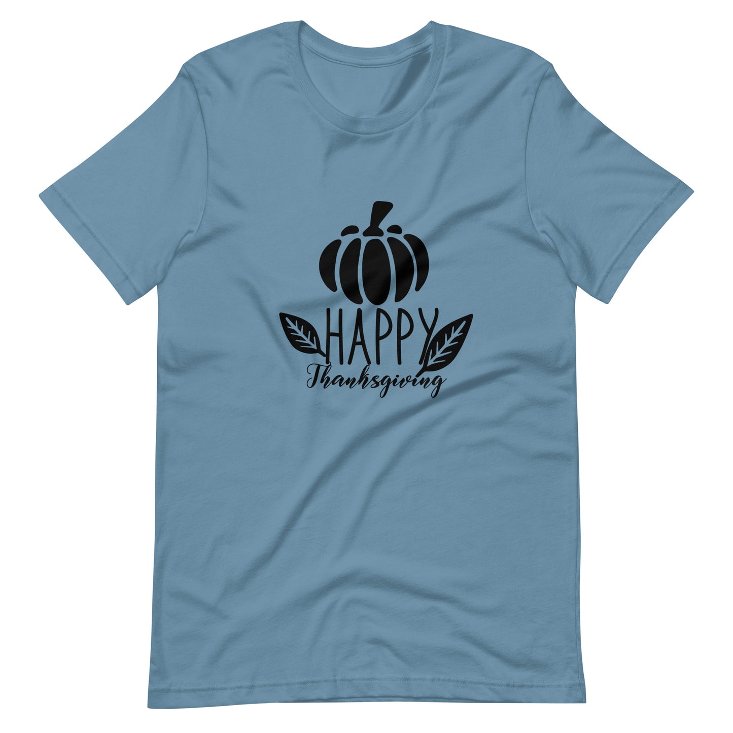 Printagon - Happy Thanks Giving 001 - Unisex T-shirt - Steel Blue / S