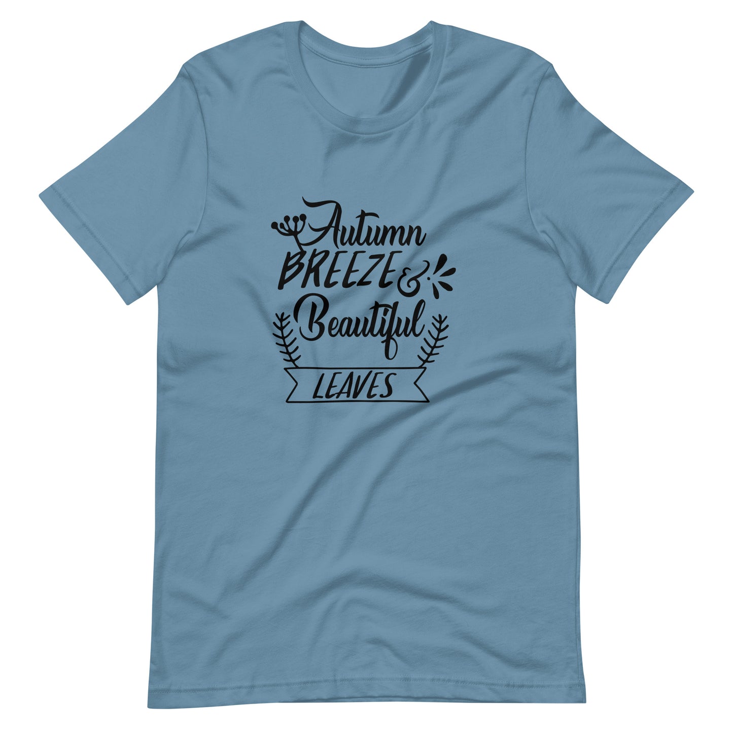 Printagon - Autumn Breeze And Beautiful Leaves 002 - Unisex T-shirt - Steel Blue / S