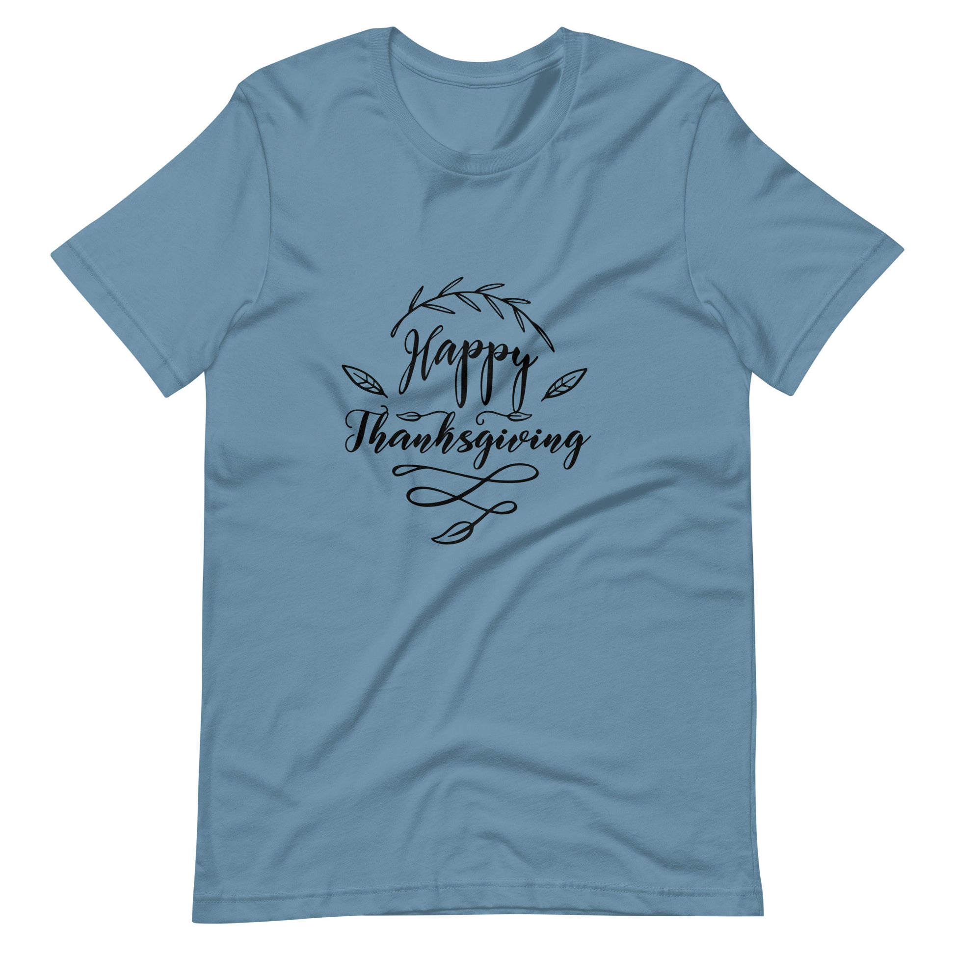 Printagon - Happy Thanks Giving - Unisex T-shirt - Steel Blue / S