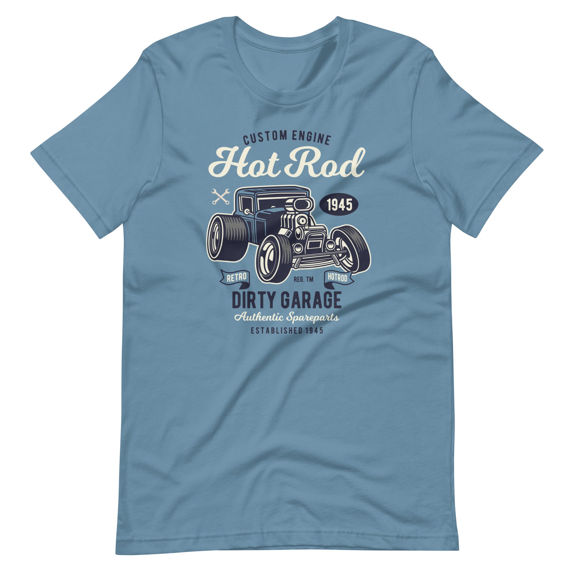 Printagon - Hot Rod Dirty Garage - T-shirt - Steel Blue / S