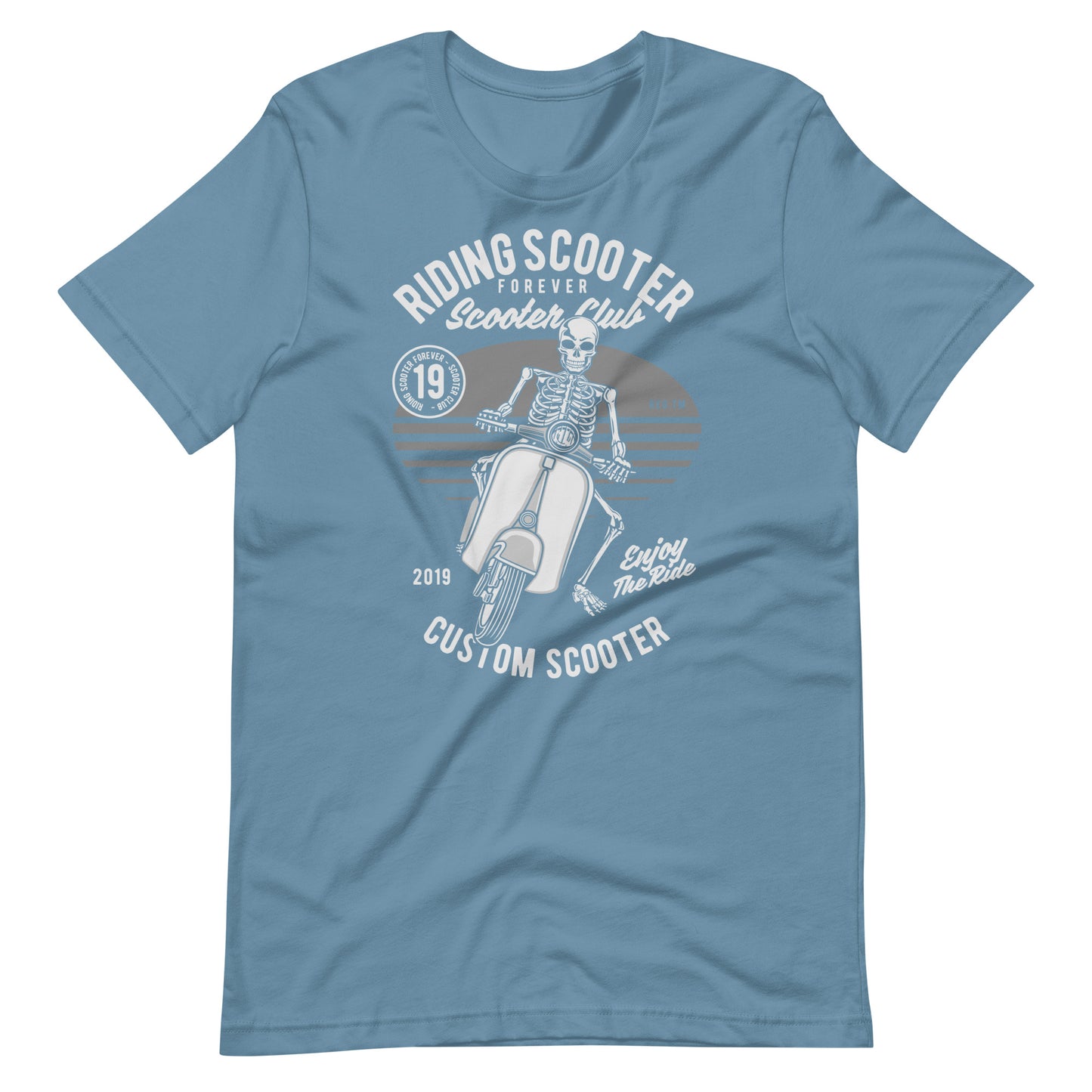 Printagon - Riding Scooter Forever - T-shirt - Steel Blue / S