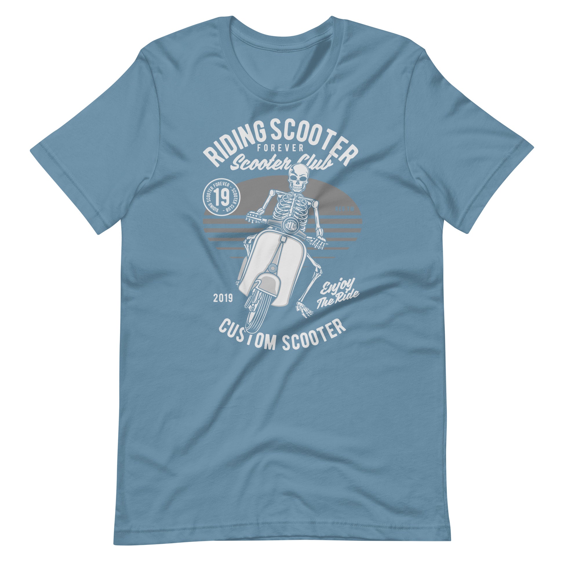 Printagon - Riding Scooter Forever - T-shirt - Steel Blue / S