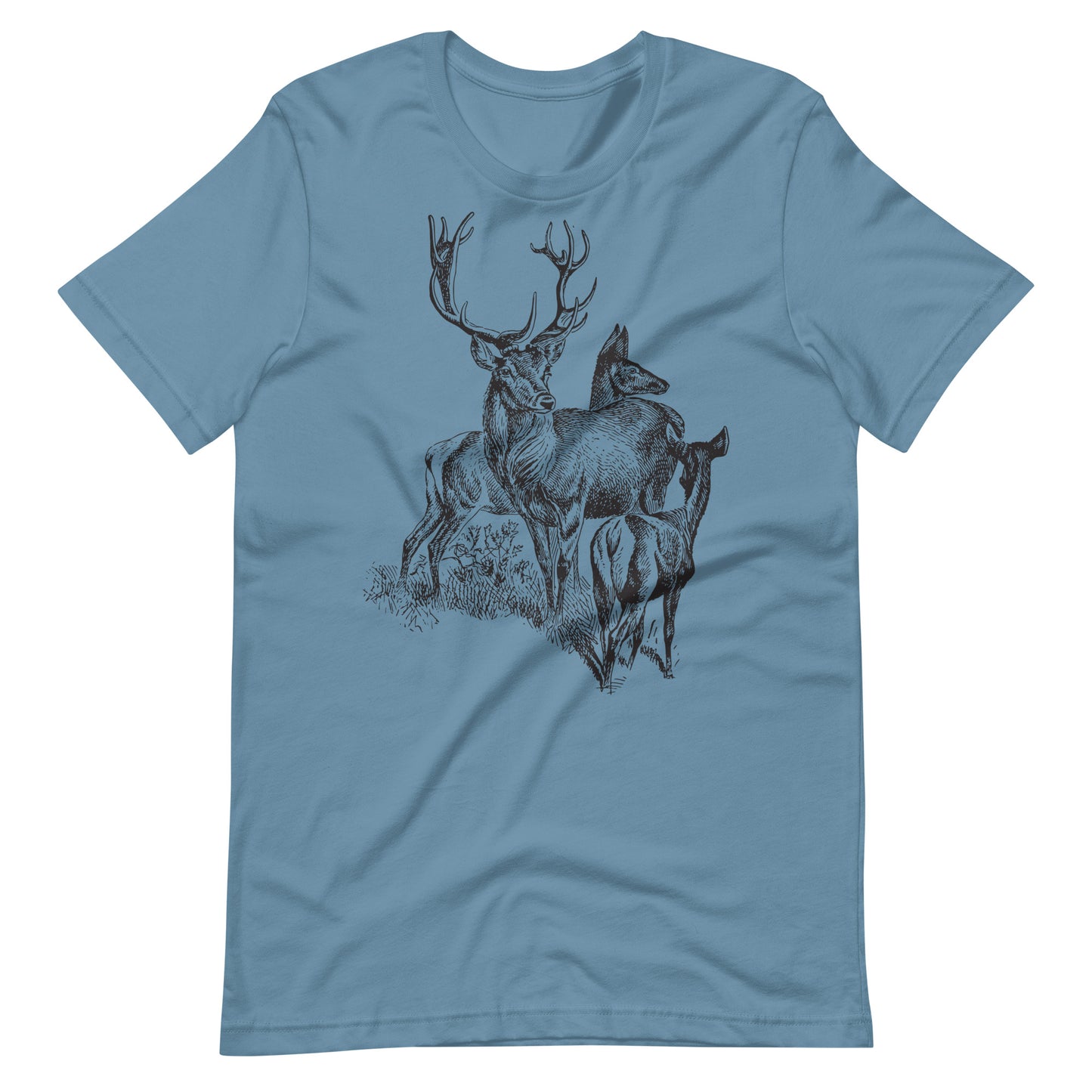 Printagon - Deer and Friends - Unisex T-shirt - Steel Blue / S