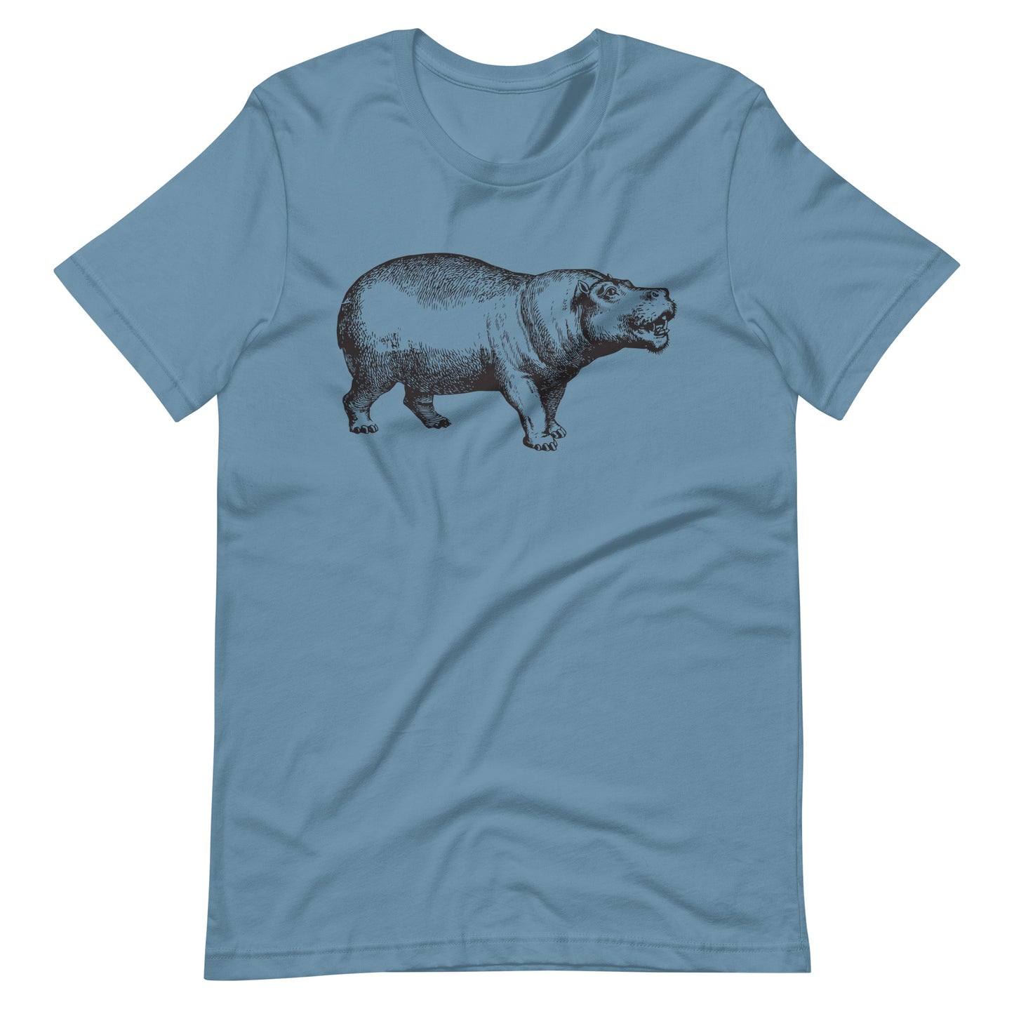 Printagon - Hippopotamus - Unisex T-shirt - Steel Blue / S