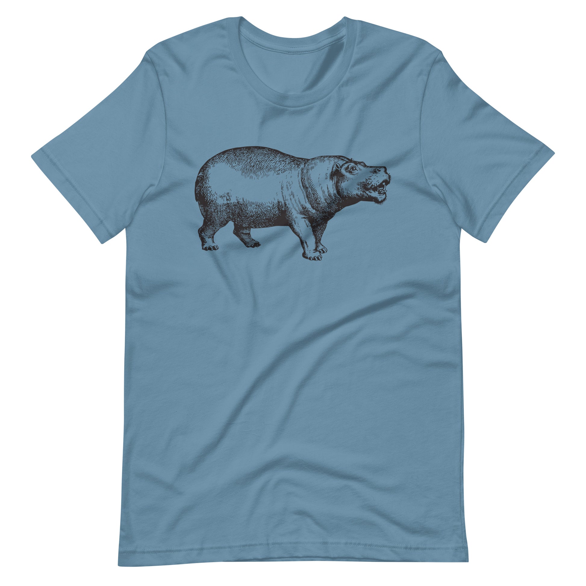 Printagon - Hippopotamus - Unisex T-shirt - Steel Blue / S