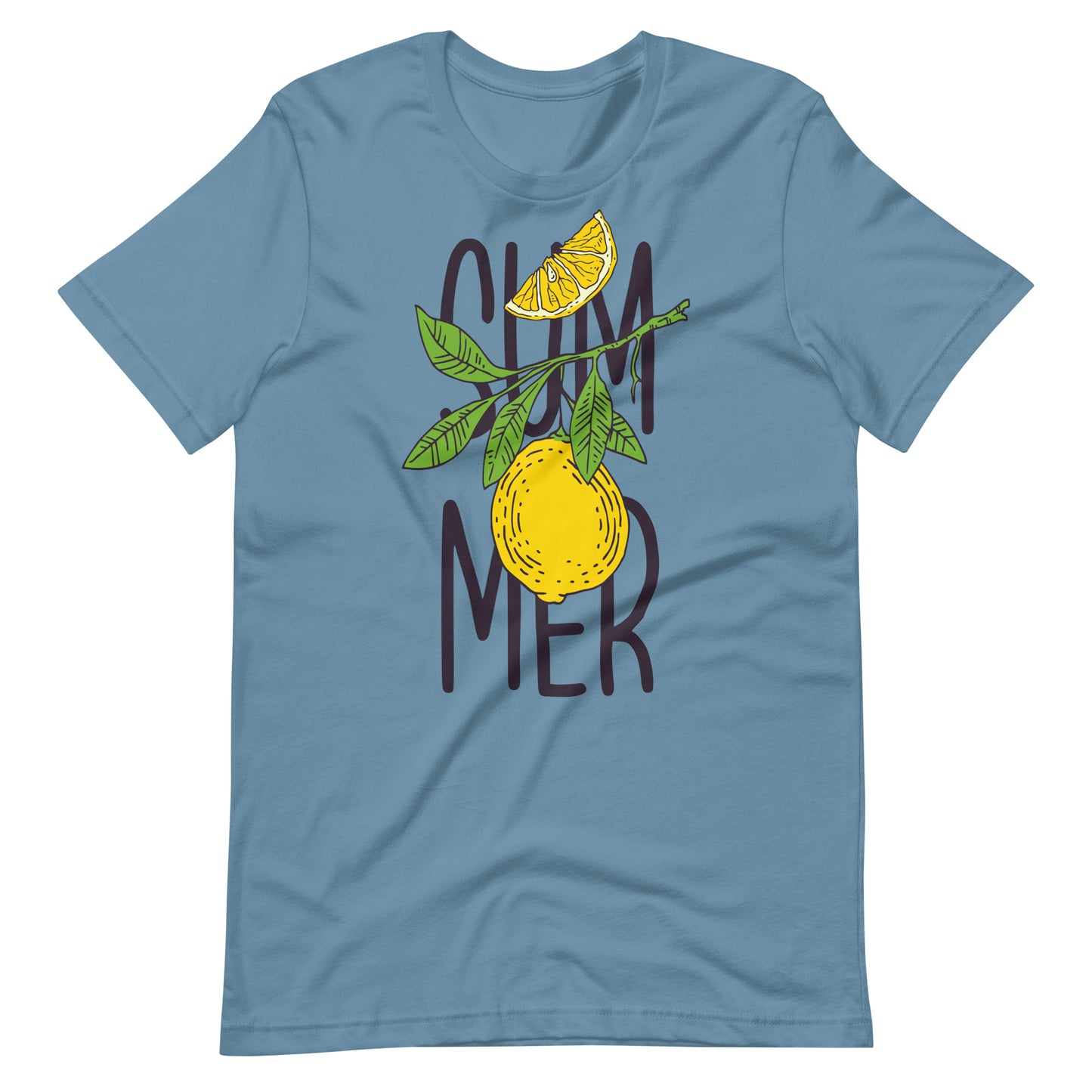 Printagon - Summer Lemon - Unisex T-shirt - Steel Blue / S