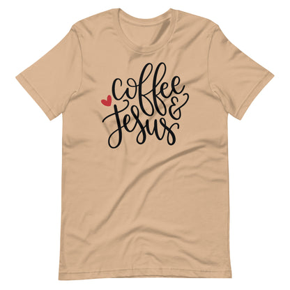 Printagon - Coffee & Jesus - Unisex T-shirt - Tan / XS