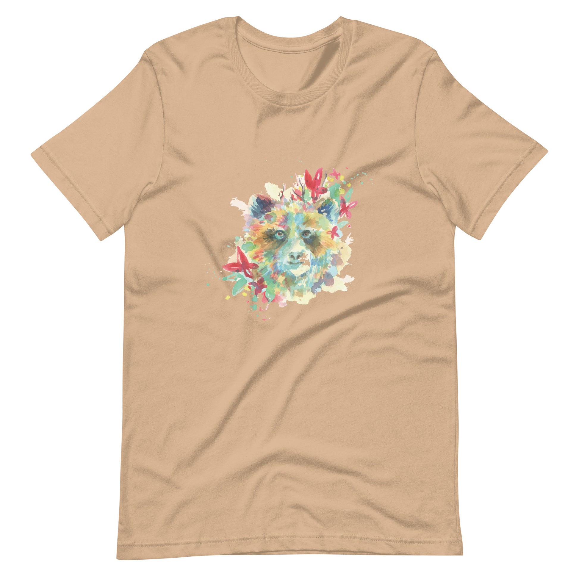 Printagon - Colorful Fox - Unisex T-shirt - Tan / XS