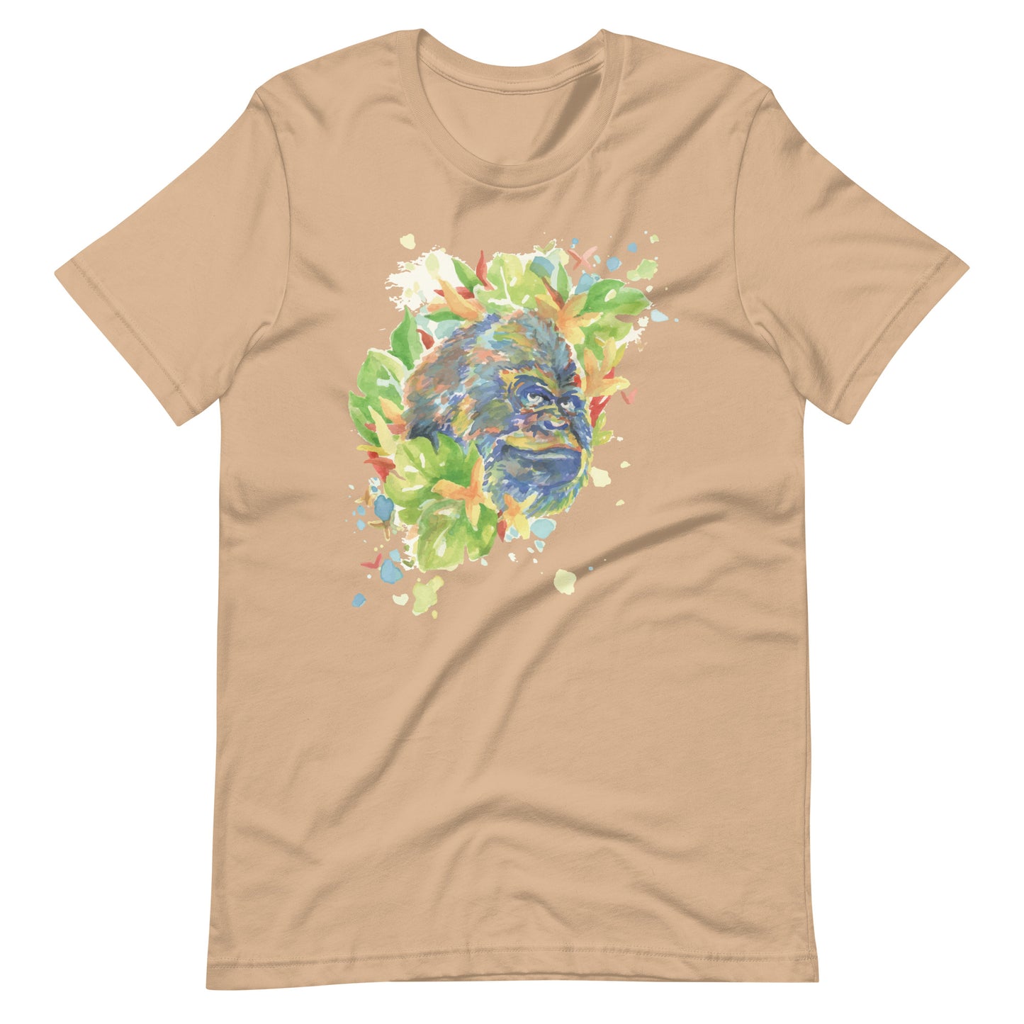 Printagon - Colorful Gorilla - Unisex T-shirt - Tan / XS