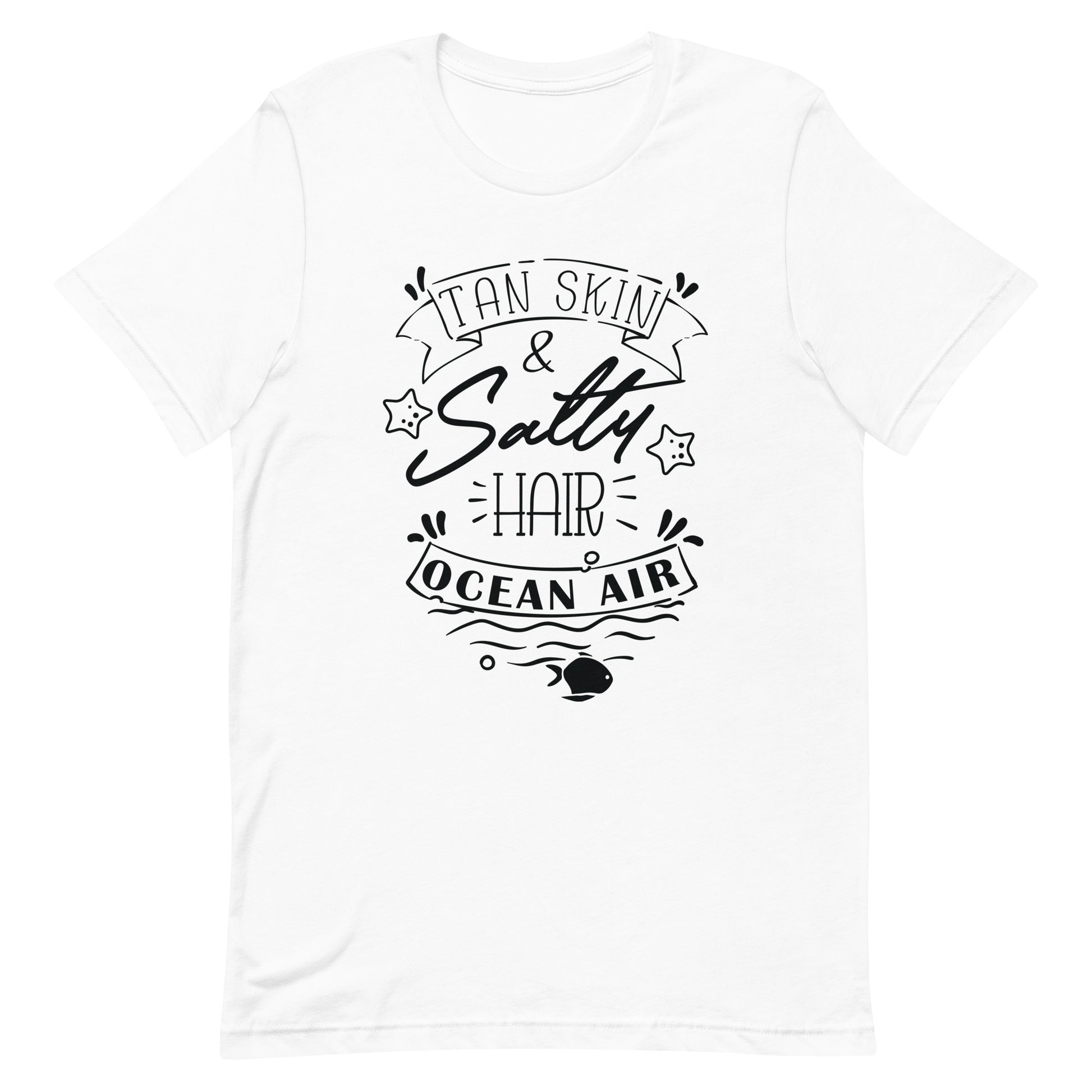 Tan Skin & Salty Hair Ocean Air - Unisex T-shirt - White / XS Printagon