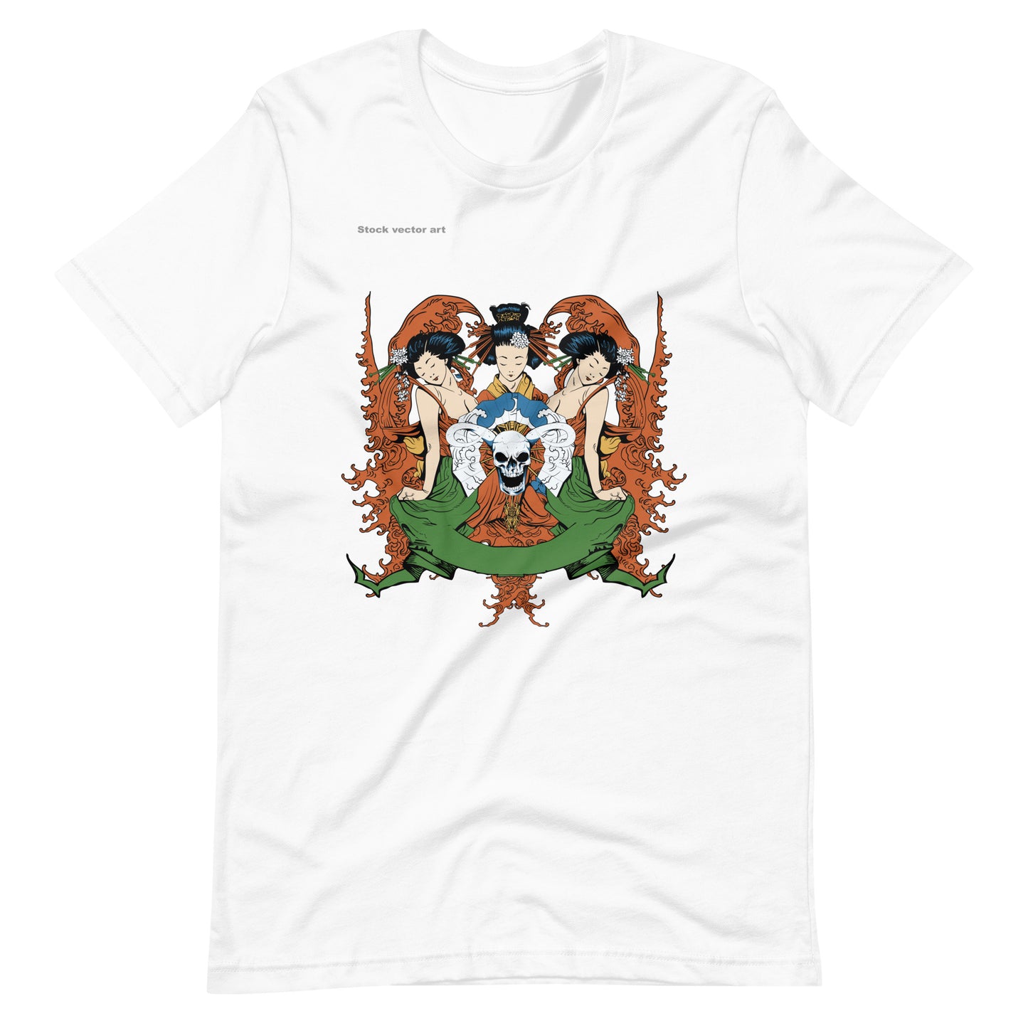 Printagon - 3 Geisha With Skull - T-shirt - White / XS