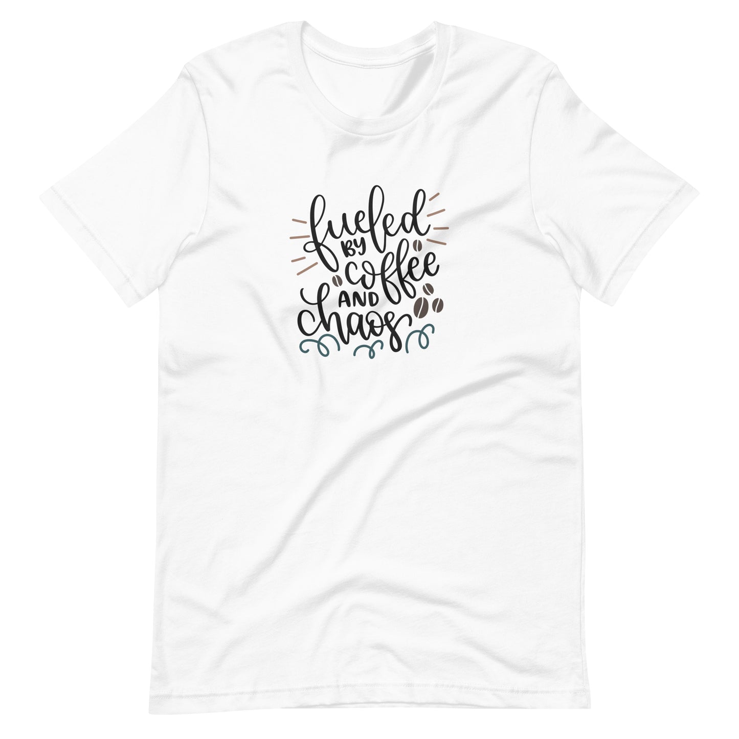 Printagon - Fueled By Coffee And Chaos - Unisex T-shirt - White / XS