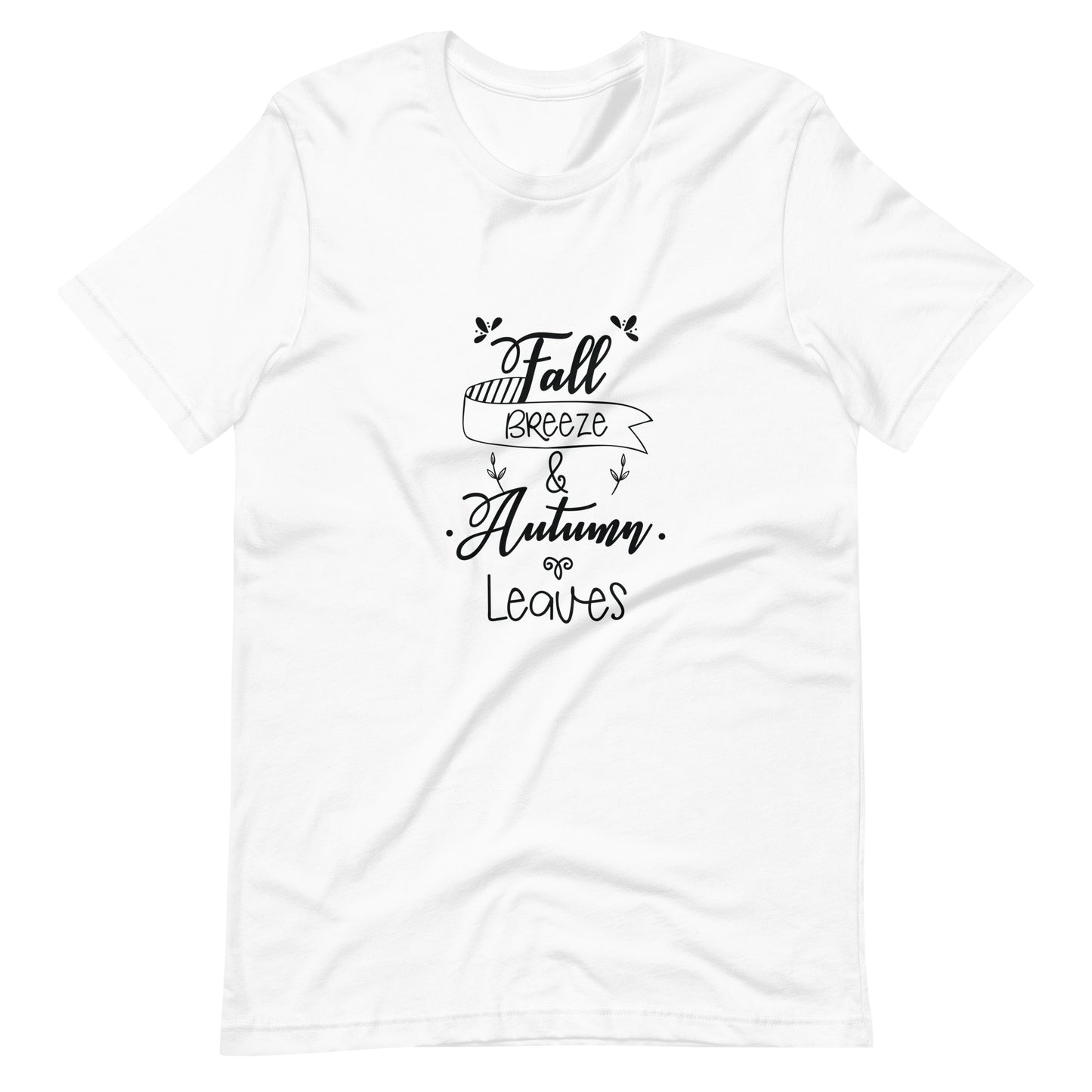 Printagon - Fall Breeze & Autumn Leaves 002 - Unisex T-shirt - White / XS