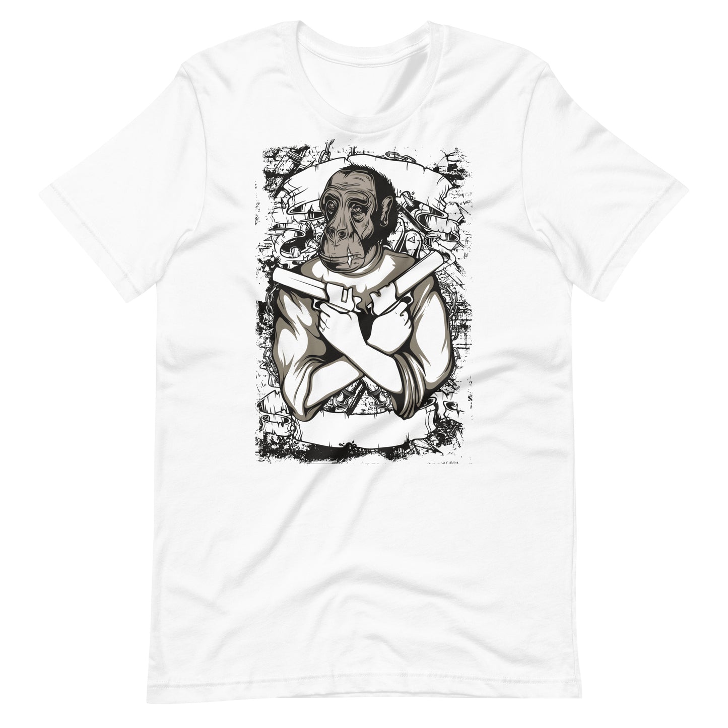 Printagon - Guns And Ape - T-shirt - White / XS