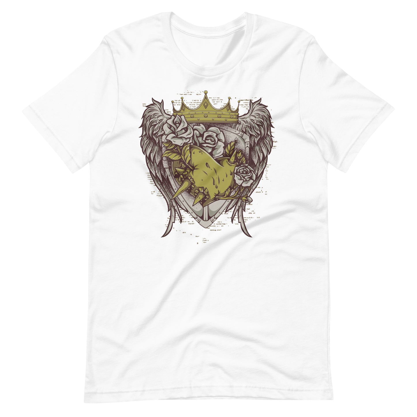 Printagon - Roses with Crown and Wings - T-shirt - White / XS