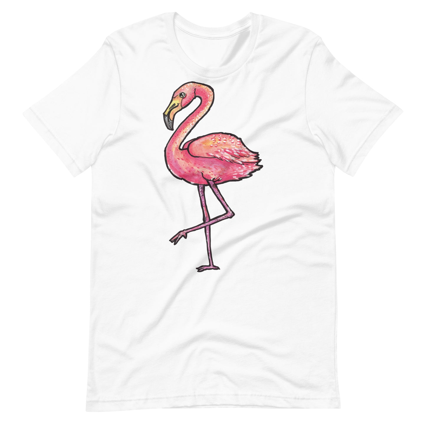 Printagon - Pink Ostrich - Unisex T-shirt - White / XS