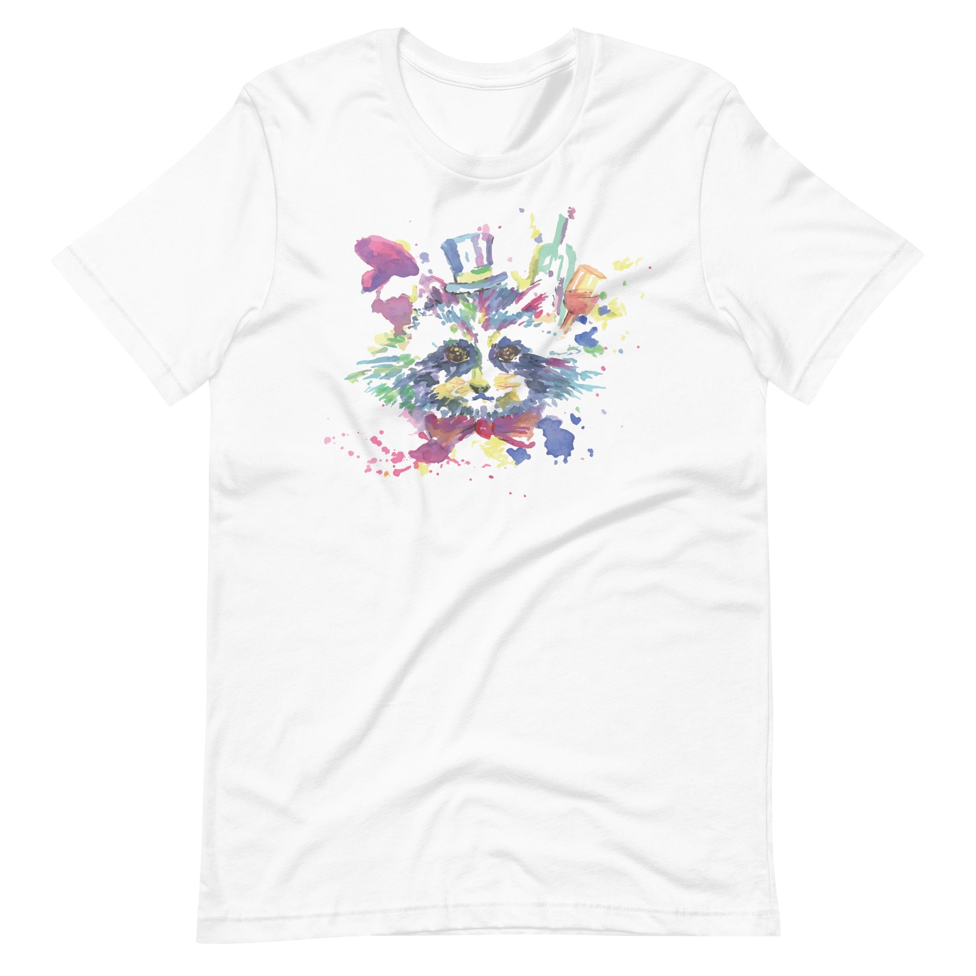 Printagon - Colorful Cat - Unisex T-shirt - White / XS