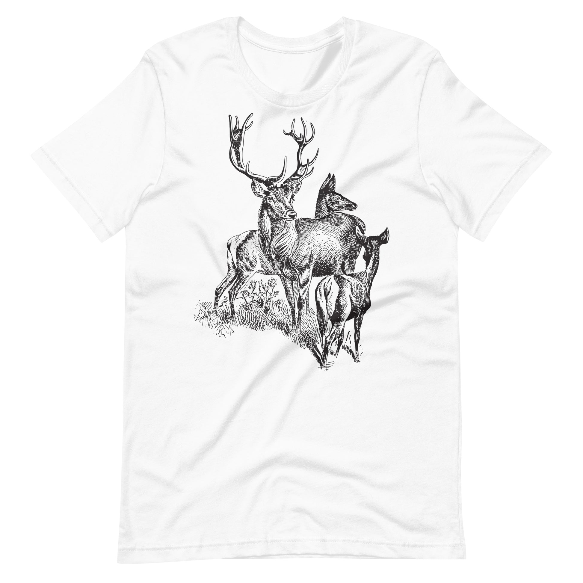 Printagon - Deer and Friends - Unisex T-shirt - White / XS