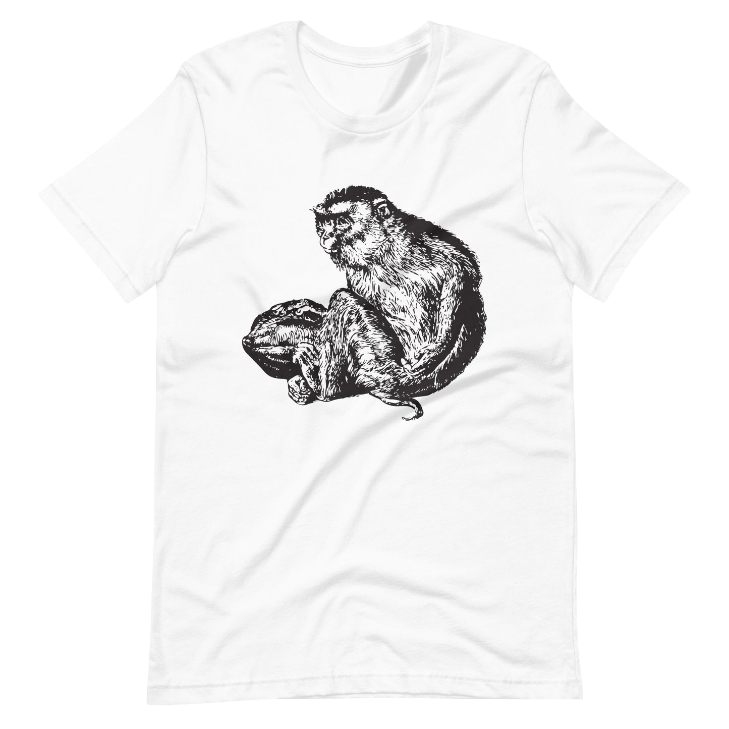 Printagon - Monkey 002 - Unisex T-shirt - White / XS