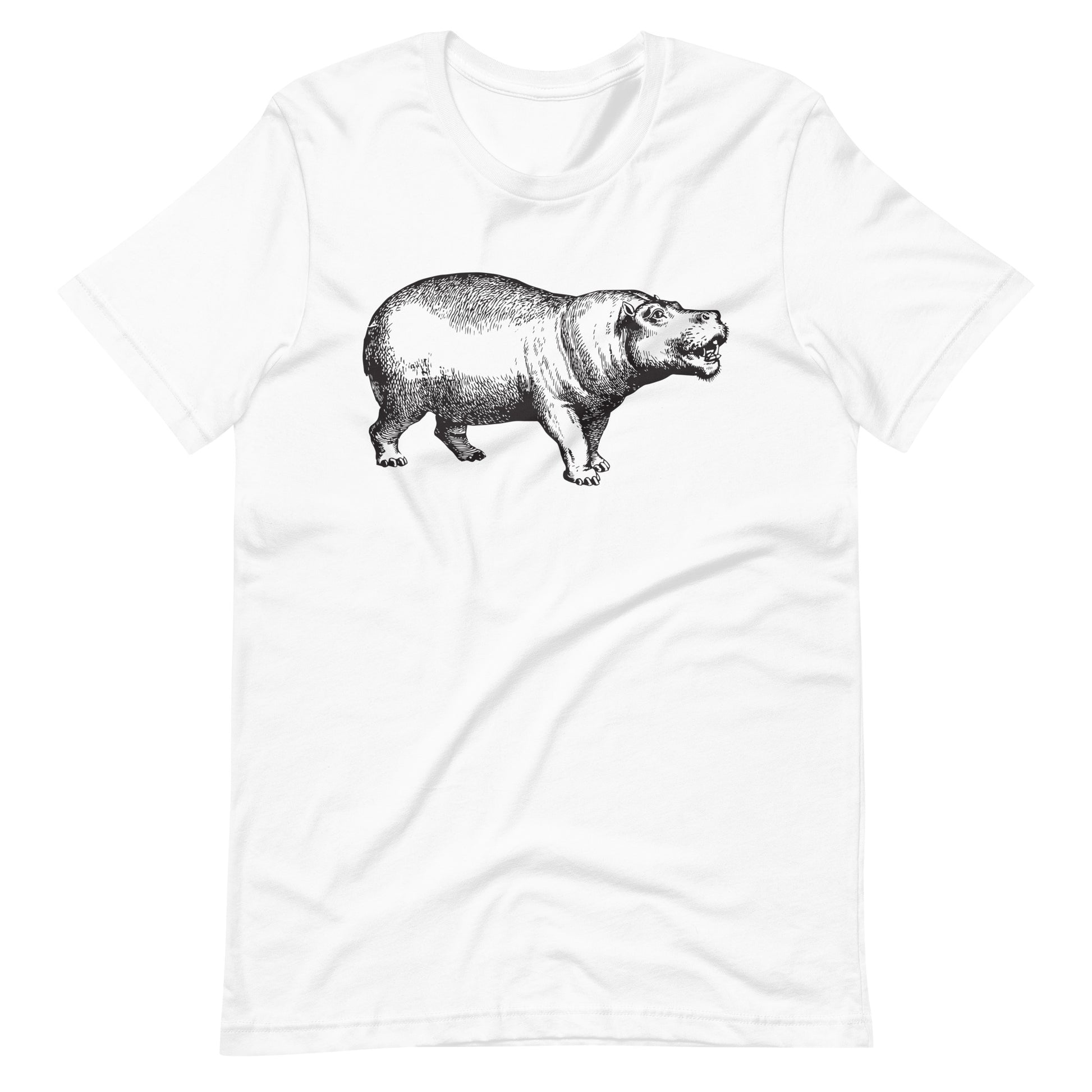 Printagon - Hippopotamus - Unisex T-shirt - White / XS