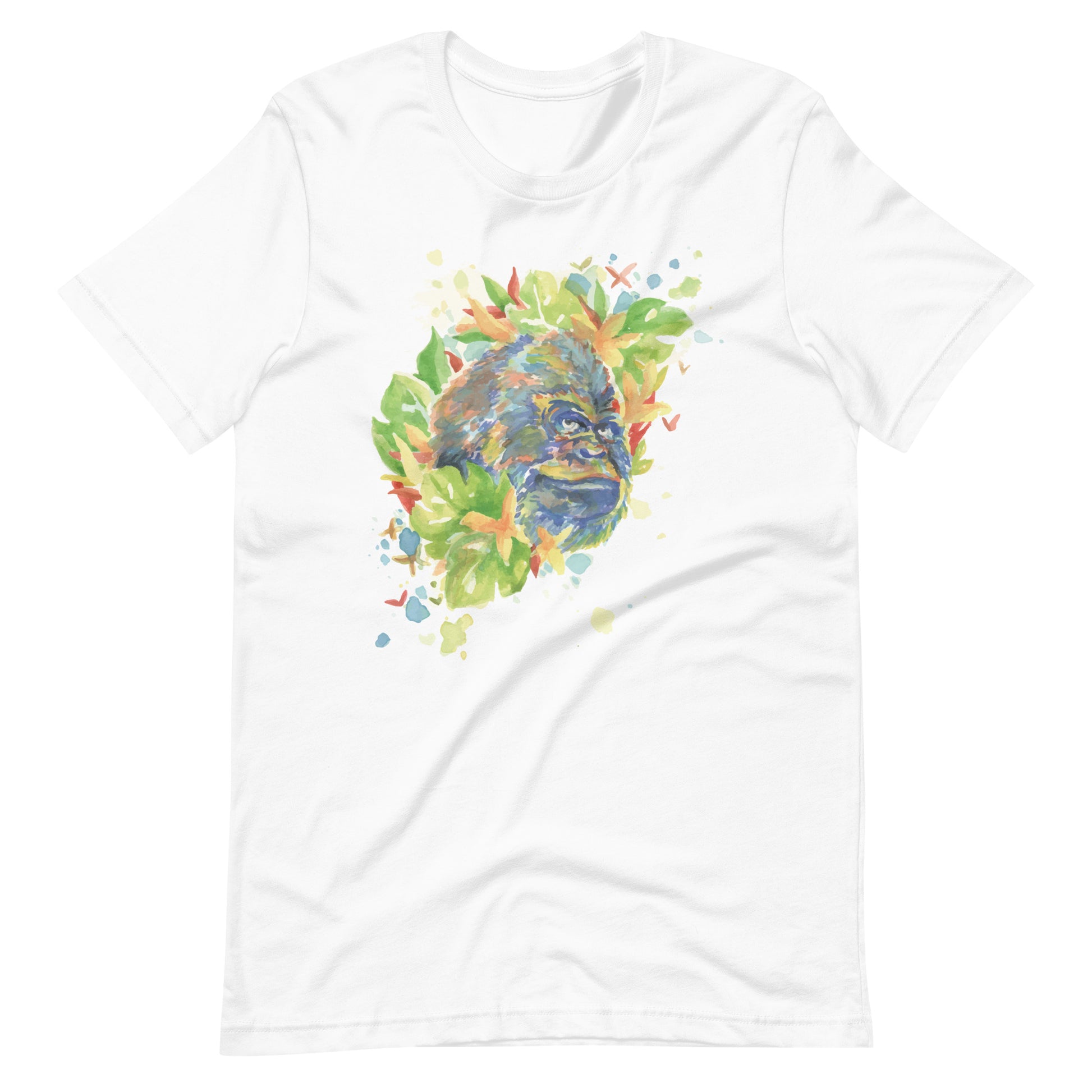 Printagon - Colorful Gorilla - Unisex T-shirt - White / XS