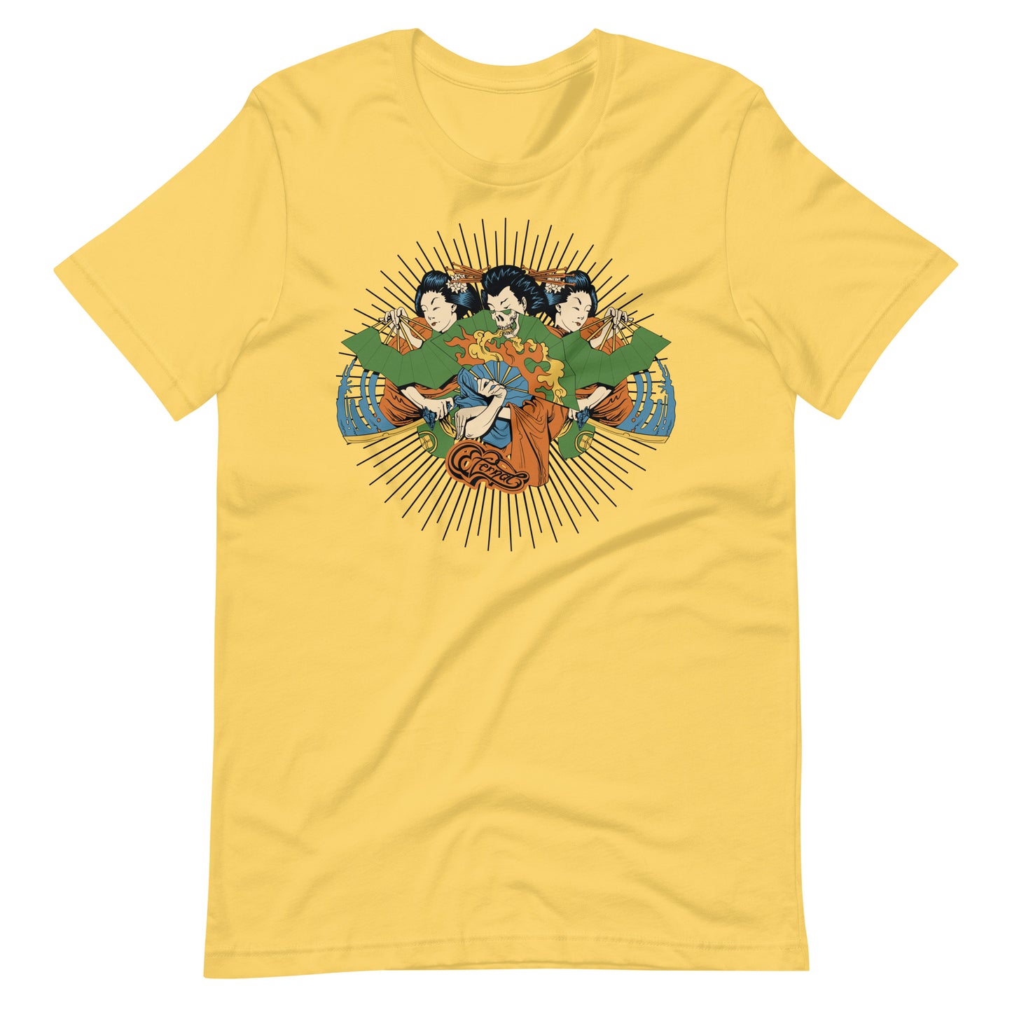 Printagon - 3 Japanese Geishas - T-shirt - Yellow / S