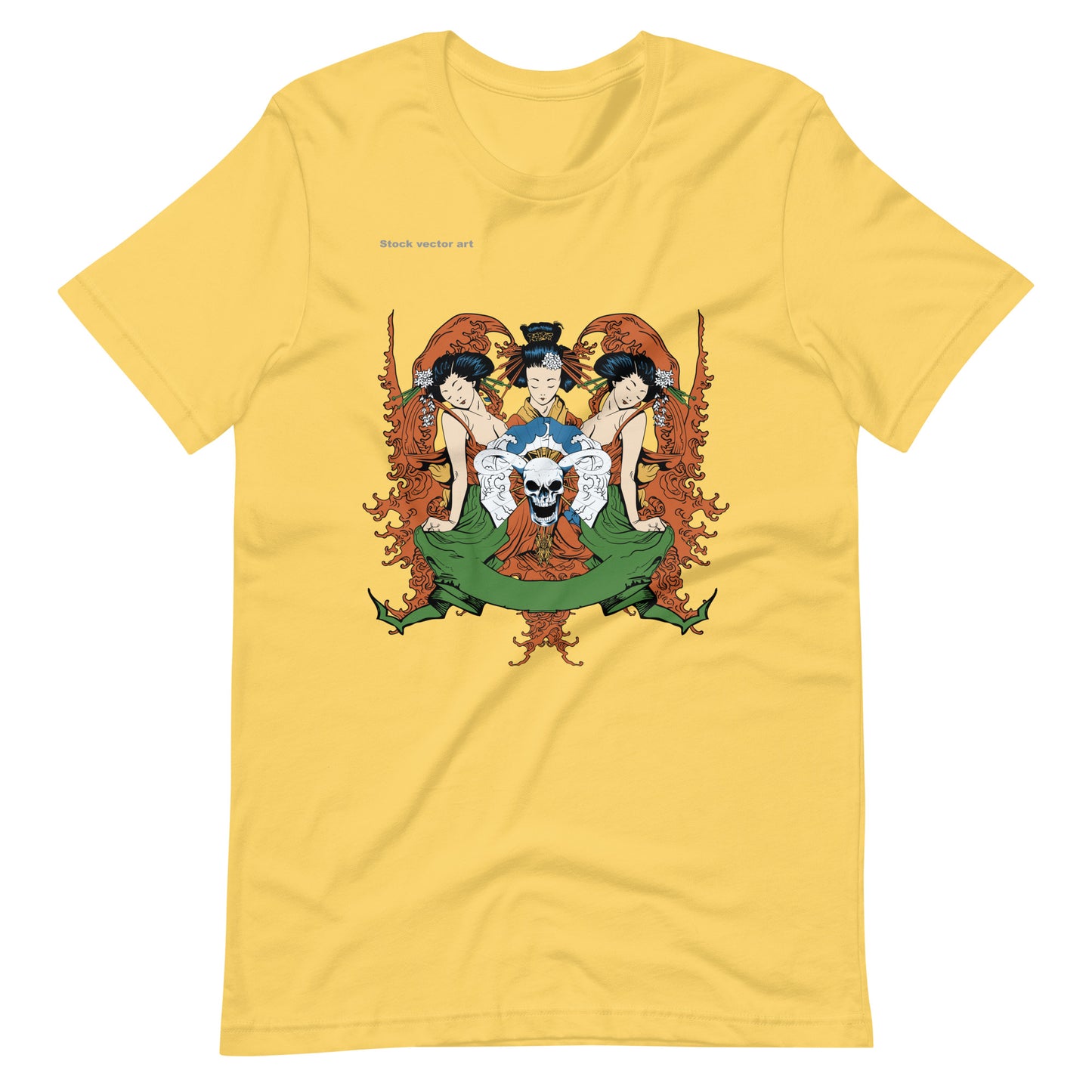 Printagon - 3 Geisha With Skull - T-shirt - Yellow / S